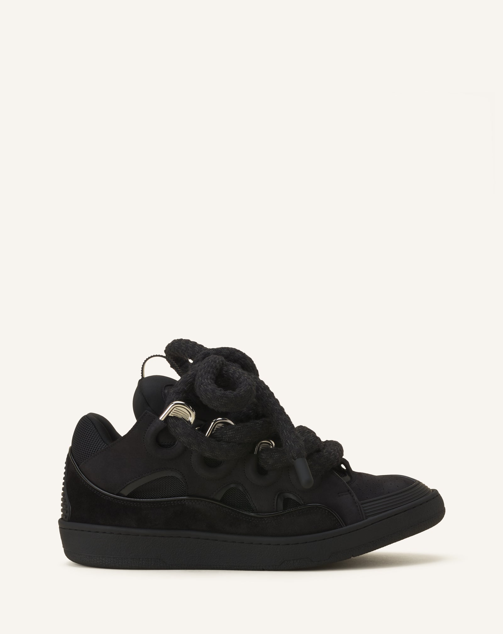 Blue Curb Sneakers In Leather With Snake Laces | Lanvin