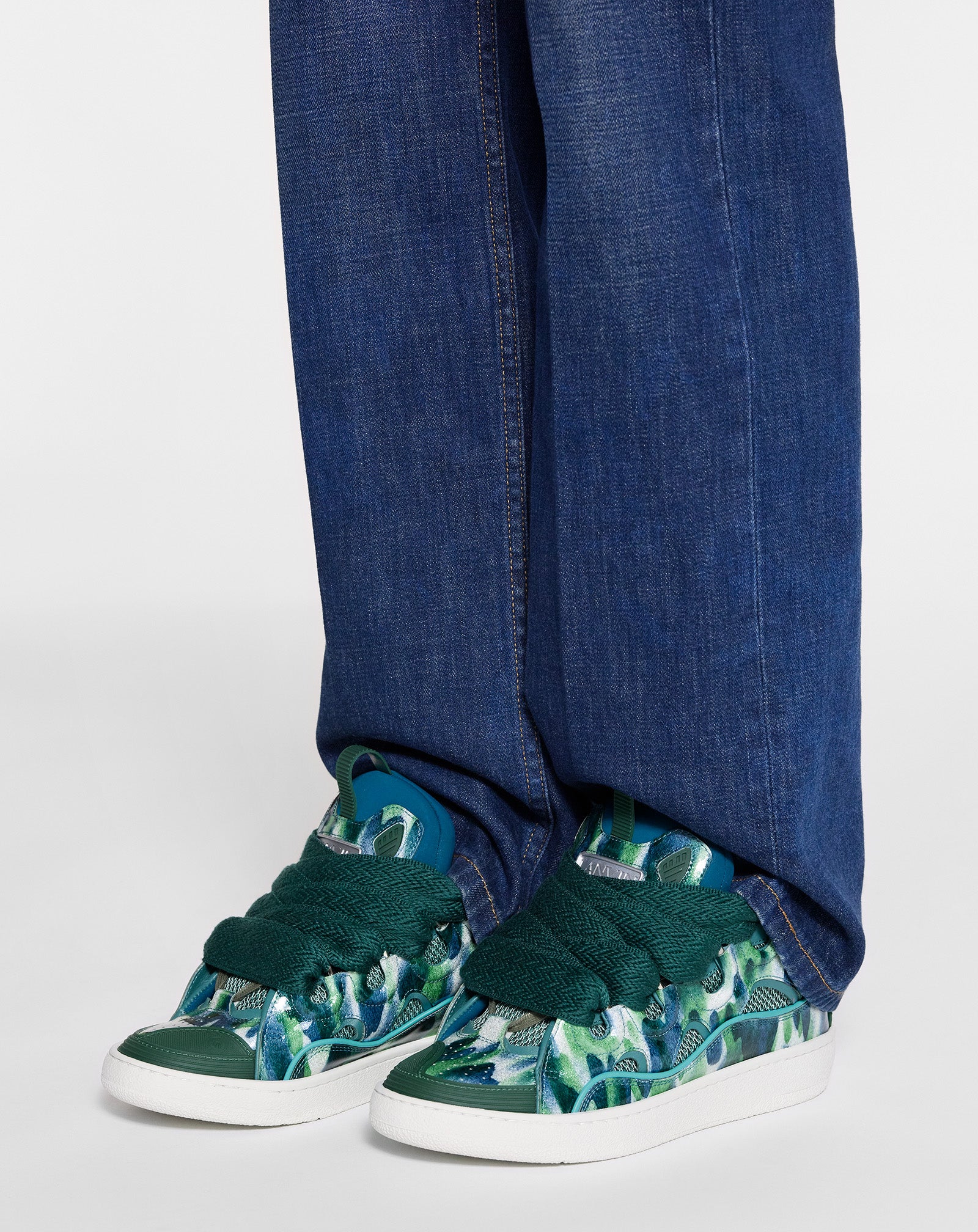 CURB LEATHER SNEAKERS WITH SPARKLES