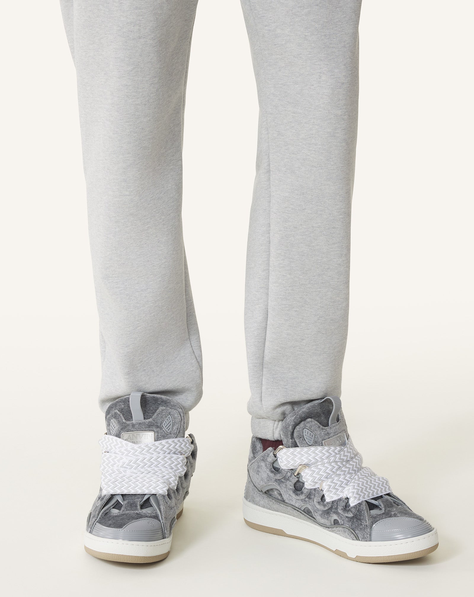 靴 lanvins size 28cm grey white Grey Curb Sneakers In Jersey | Lanvin