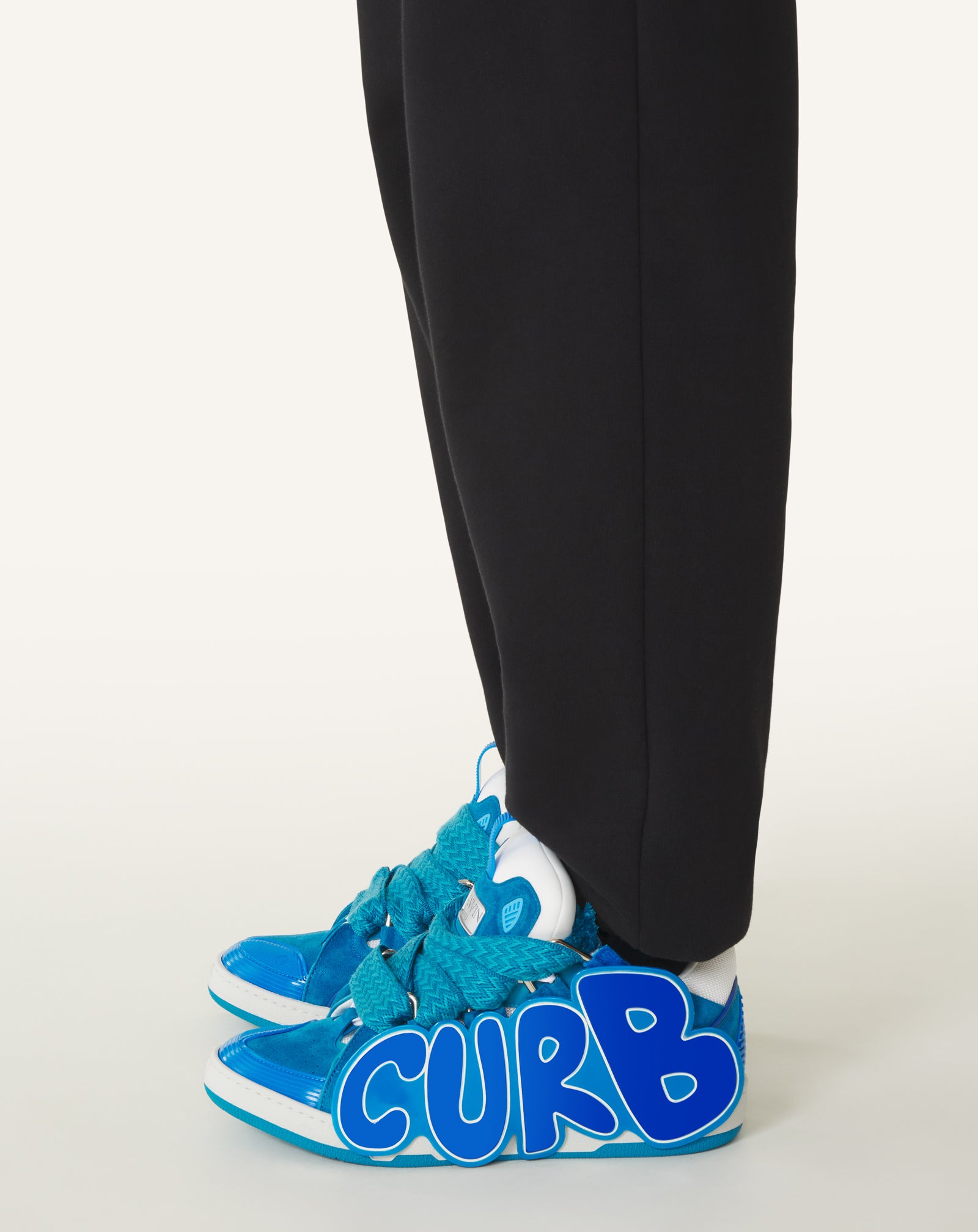 Blue Curb Patch Sneakers In Leather | Lanvin