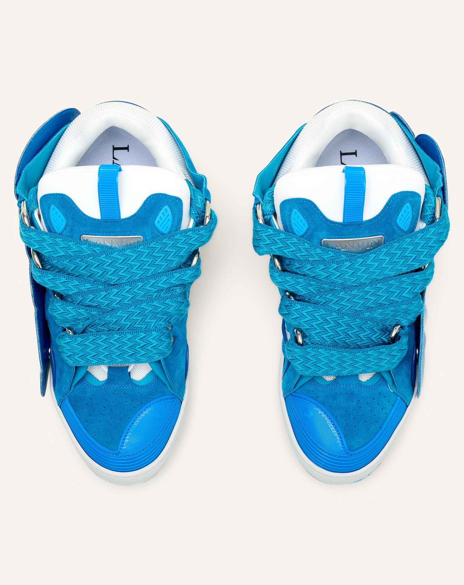 Curb Sneakers En Cuir À Patch Blue | Lanvin