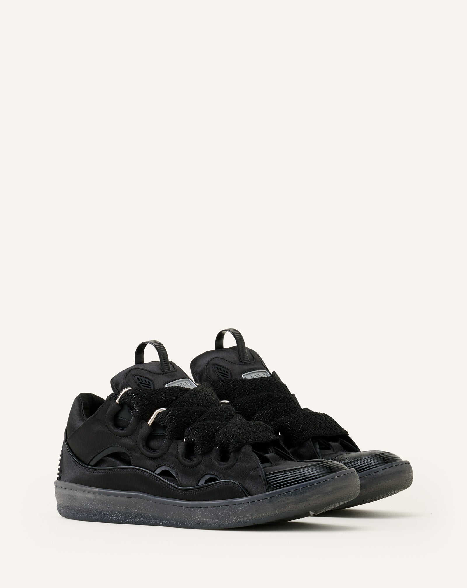 BLACK CURB SNEAKERS IN SATIN