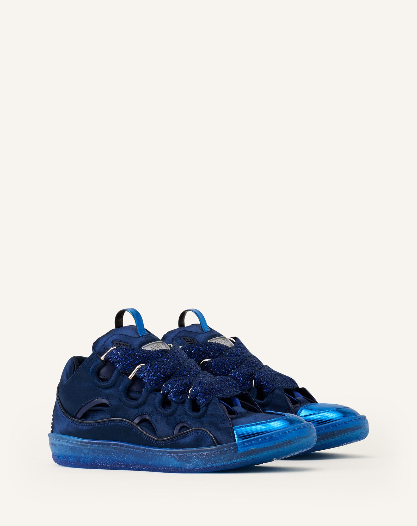 Blue Curb Sneakers In Satin | Lanvin