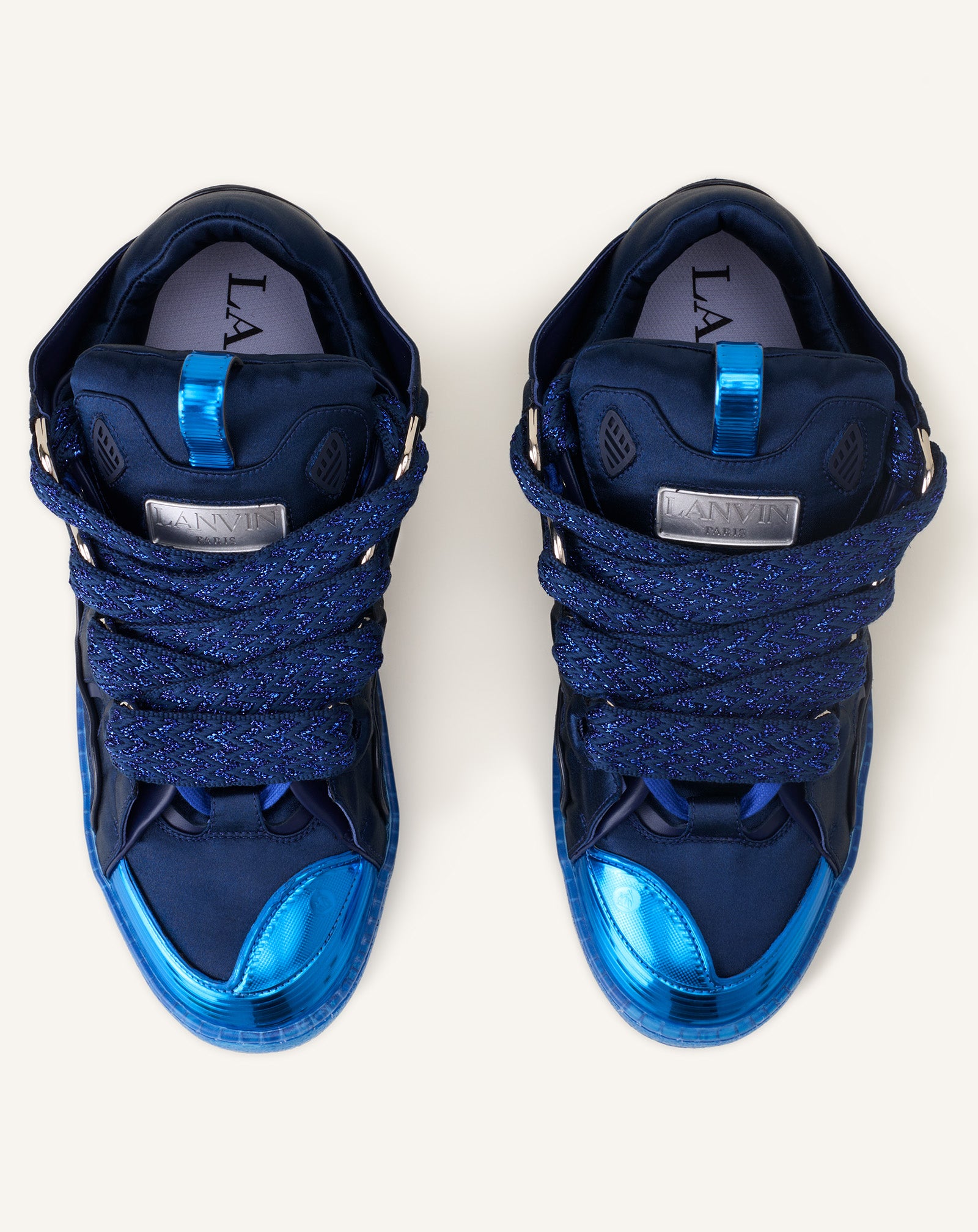 Curb Sneakers En Satin Blue | Lanvin
