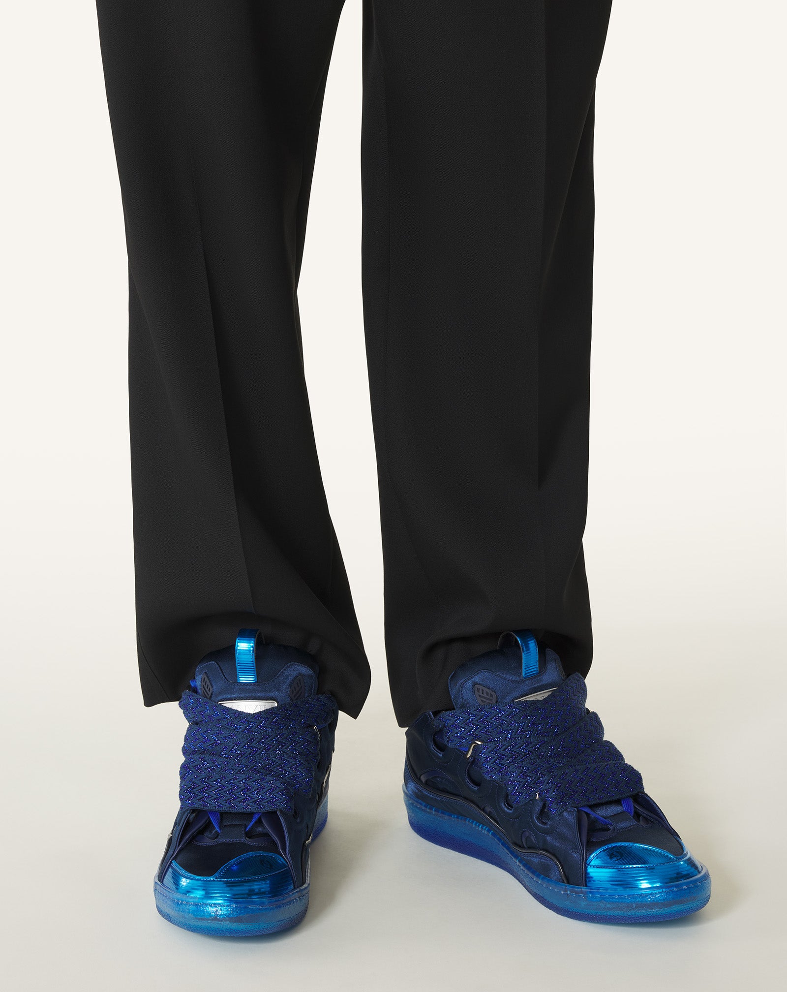 Blue Curb Sneakers In Satin | Lanvin