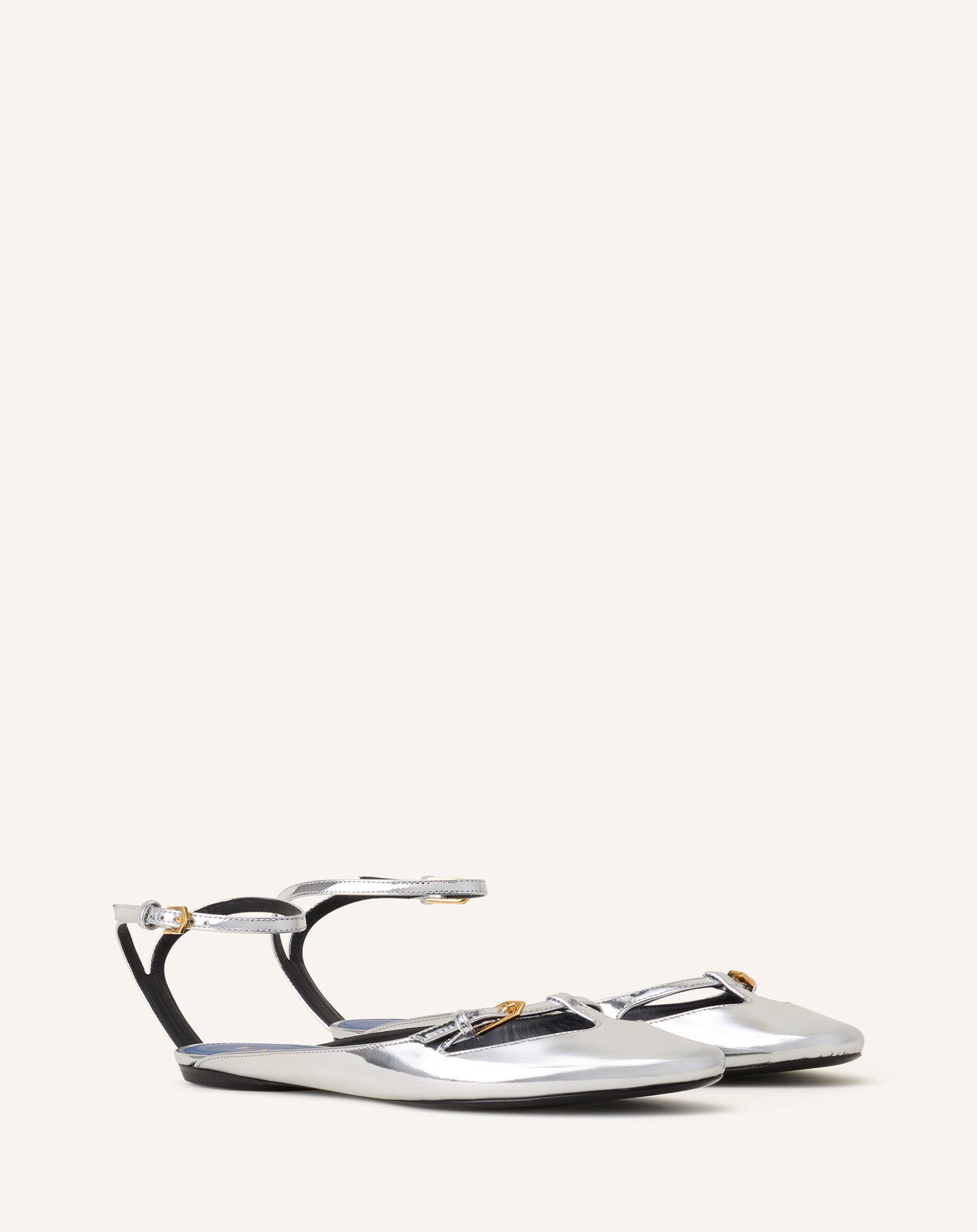 Silver Mary-jane Ballerina In Metallic Leather | Lanvin