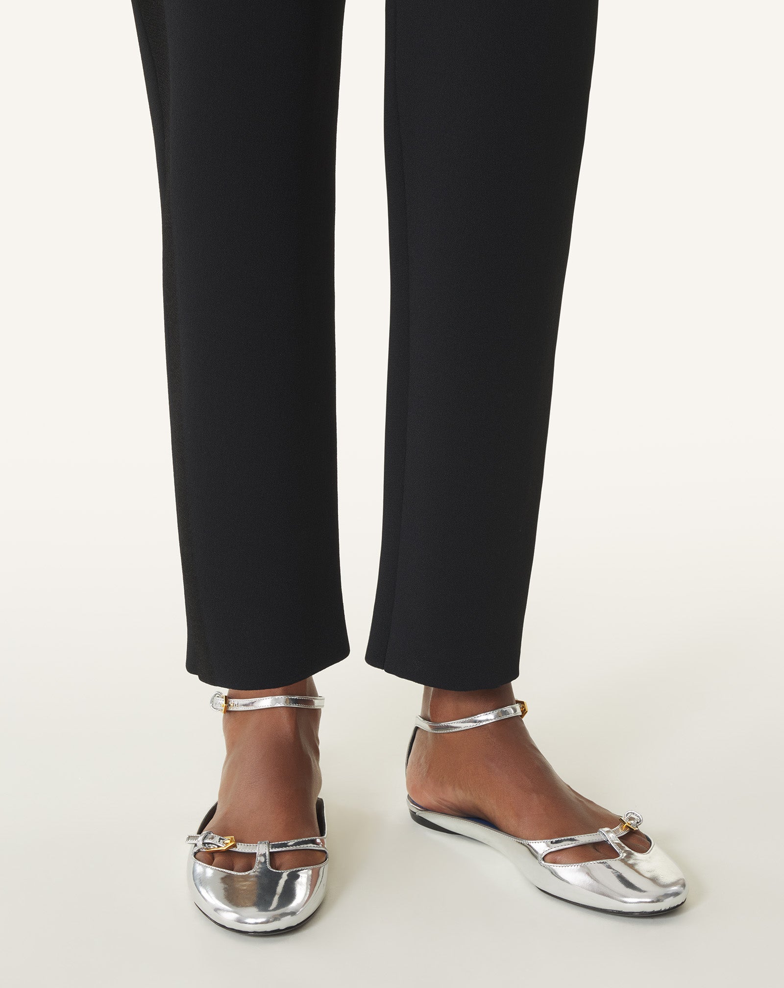 Silver Mary-jane Ballerina In Metallic Leather | Lanvin