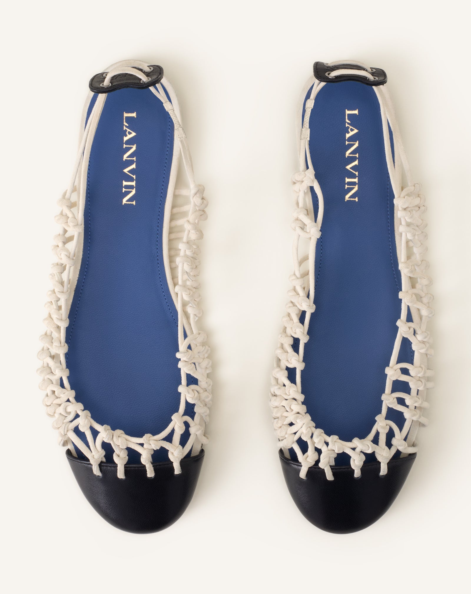 White Knitline Slingback Ballerina In Leather | Lanvin