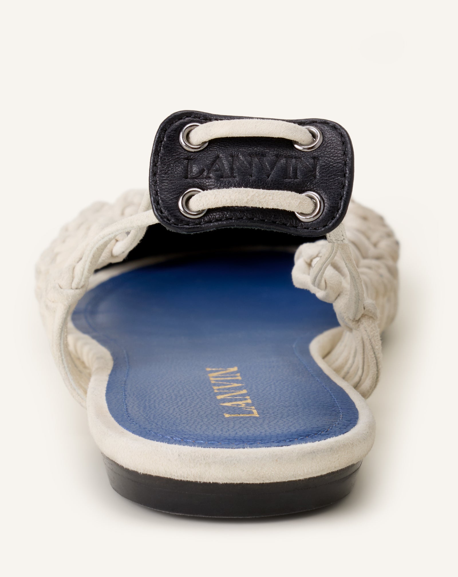 White Knitline Slingback Ballerina In Leather | Lanvin