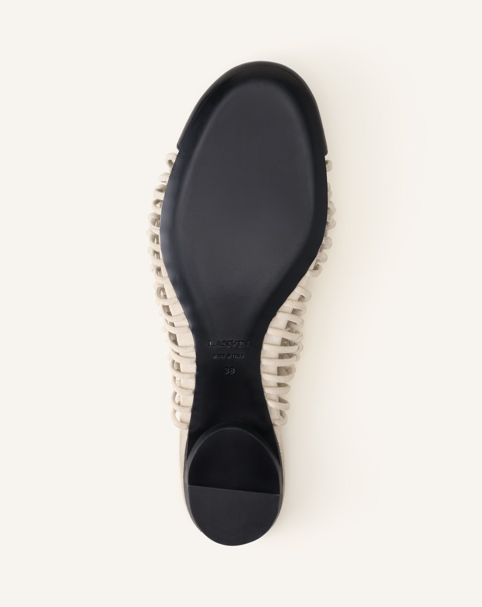 White Knitline Slingback Ballerina In Leather | Lanvin