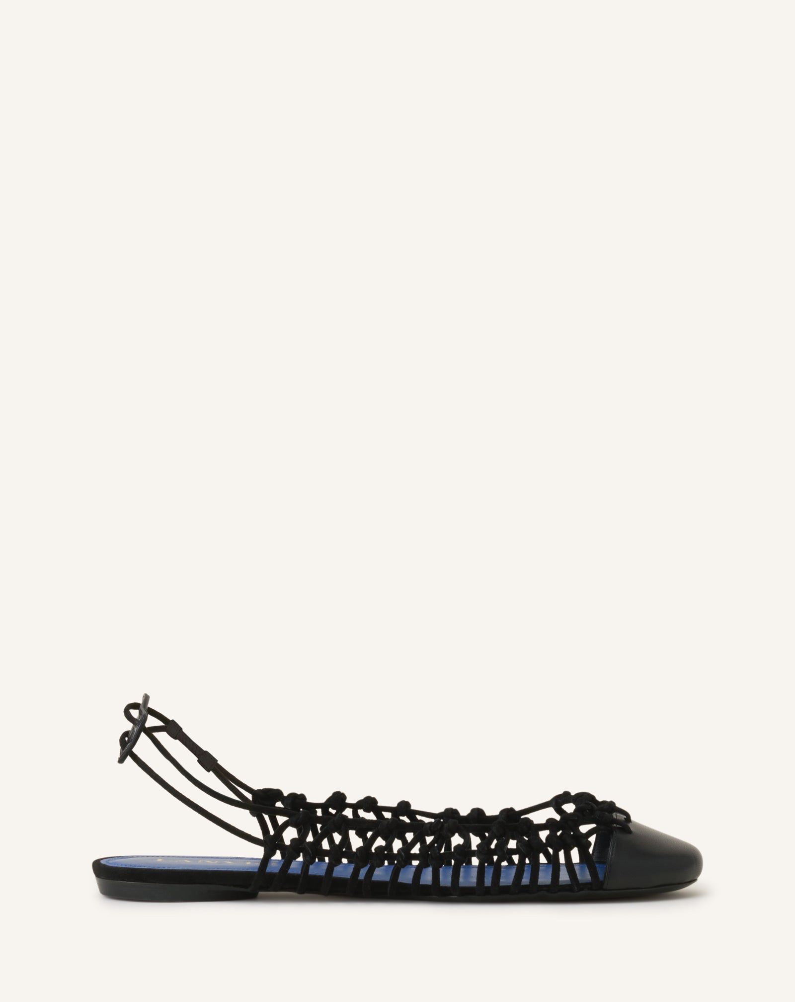 BLACK KNITLINE SLINGBACK BALLERINA IN LEATHER