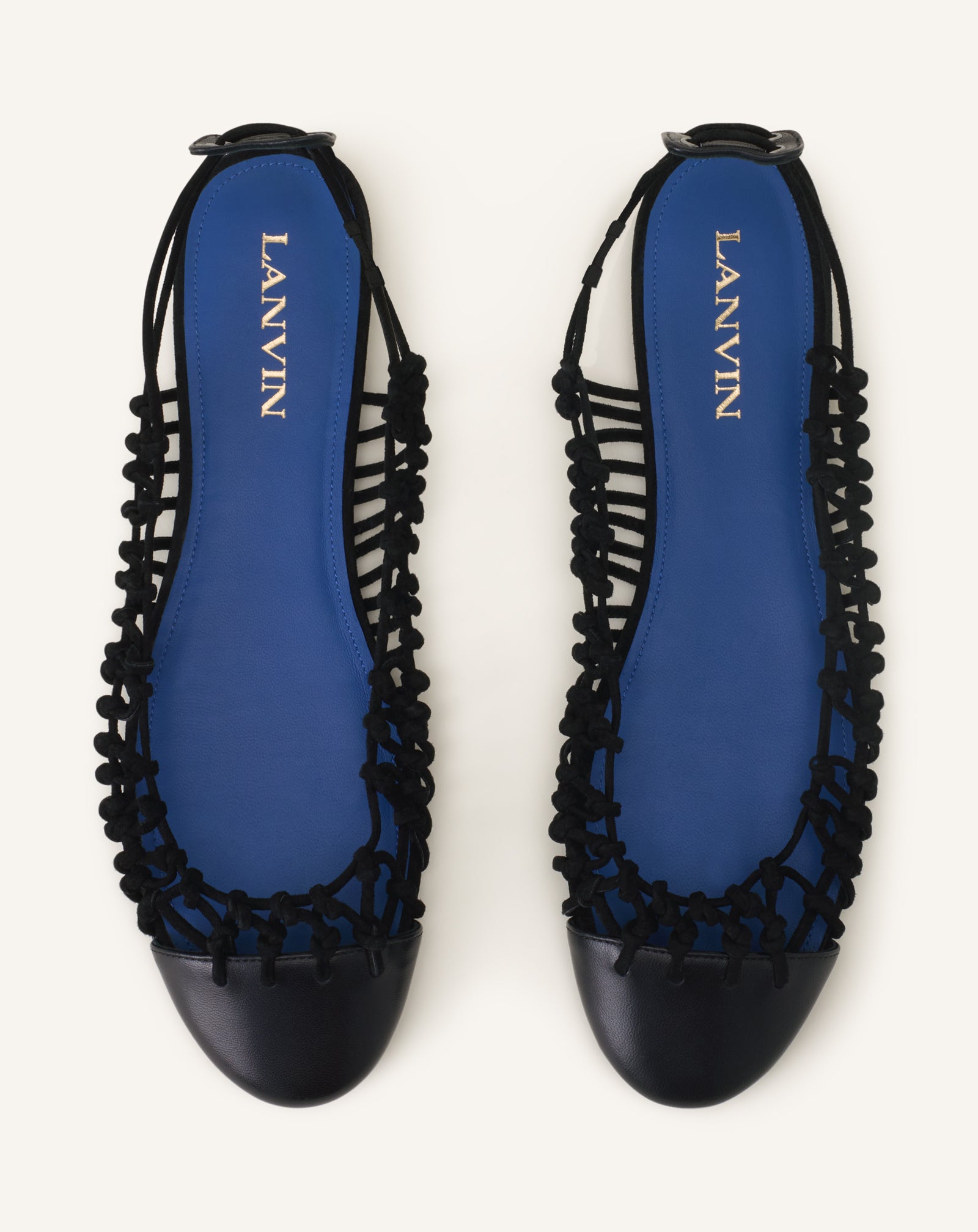 BLACK KNITLINE SLINGBACK BALLERINA IN LEATHER