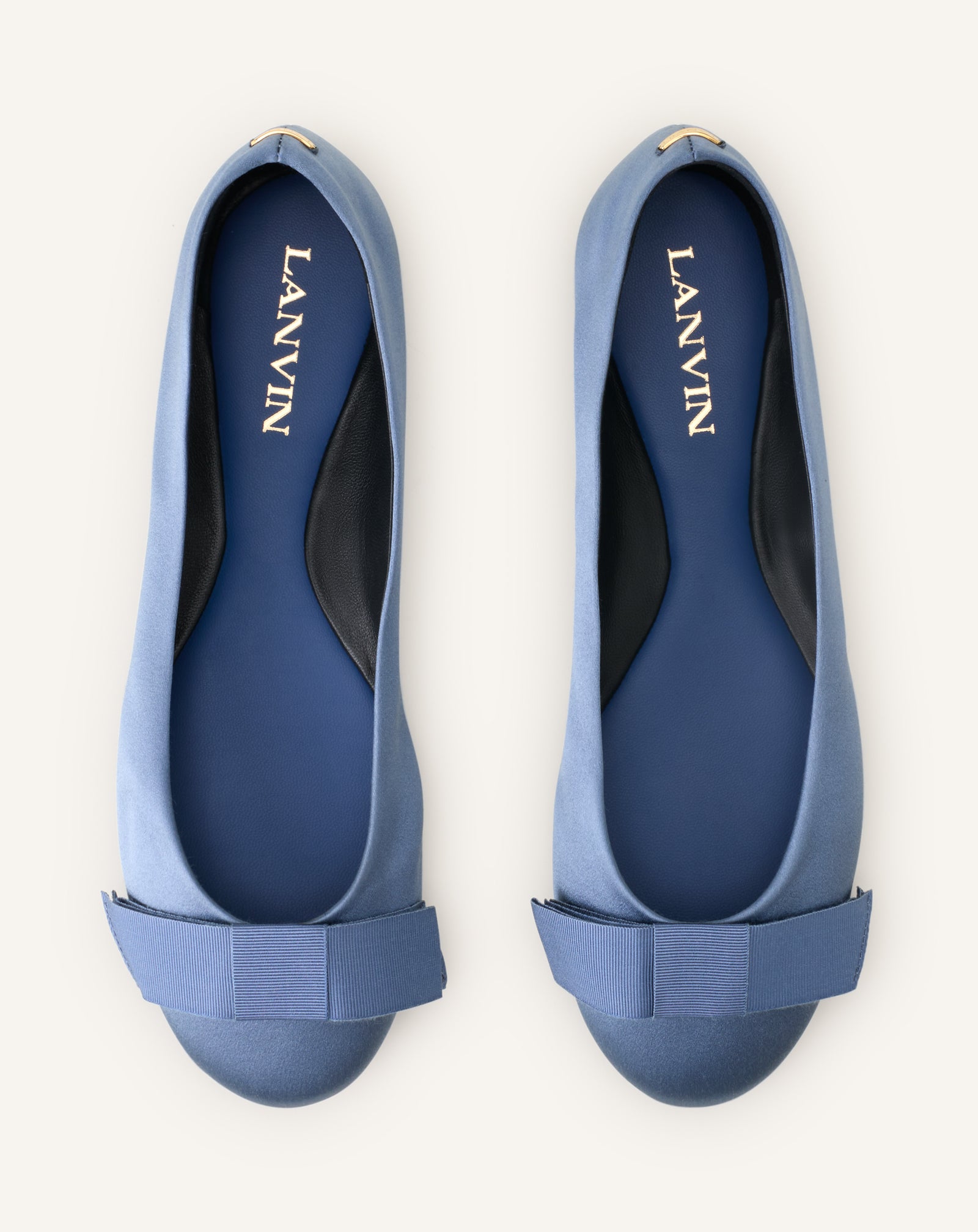 BLUE THE BOW BALLERINA FLAT IN SATIN