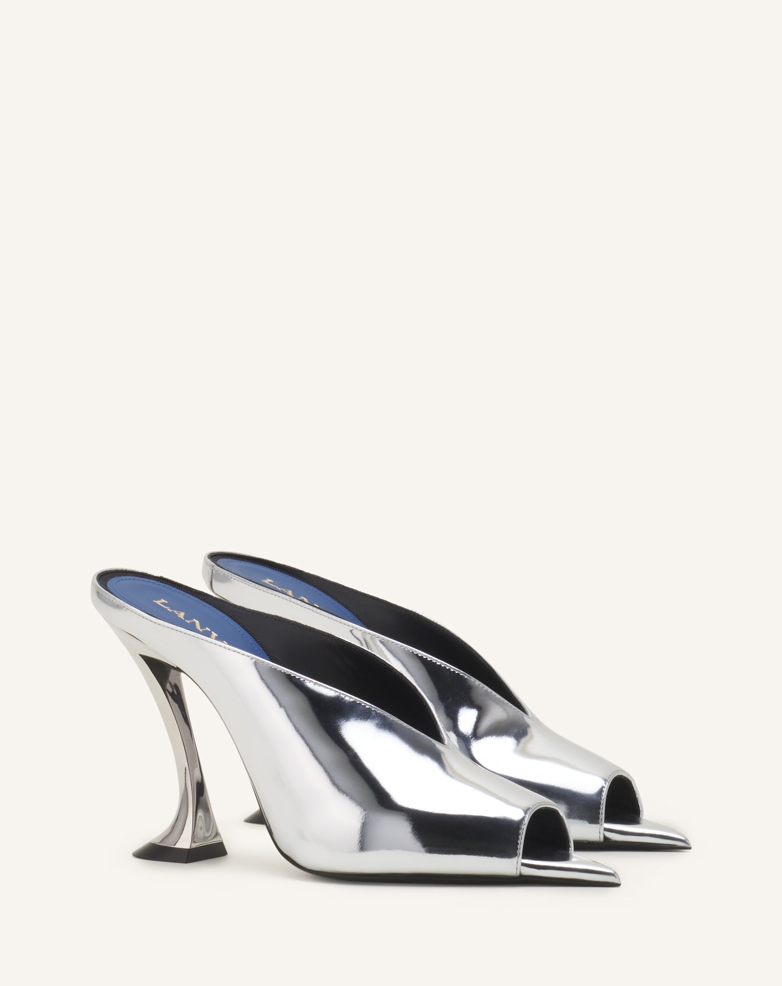 MIDNIGHT STEP MULE IN METALLIC LEATHER