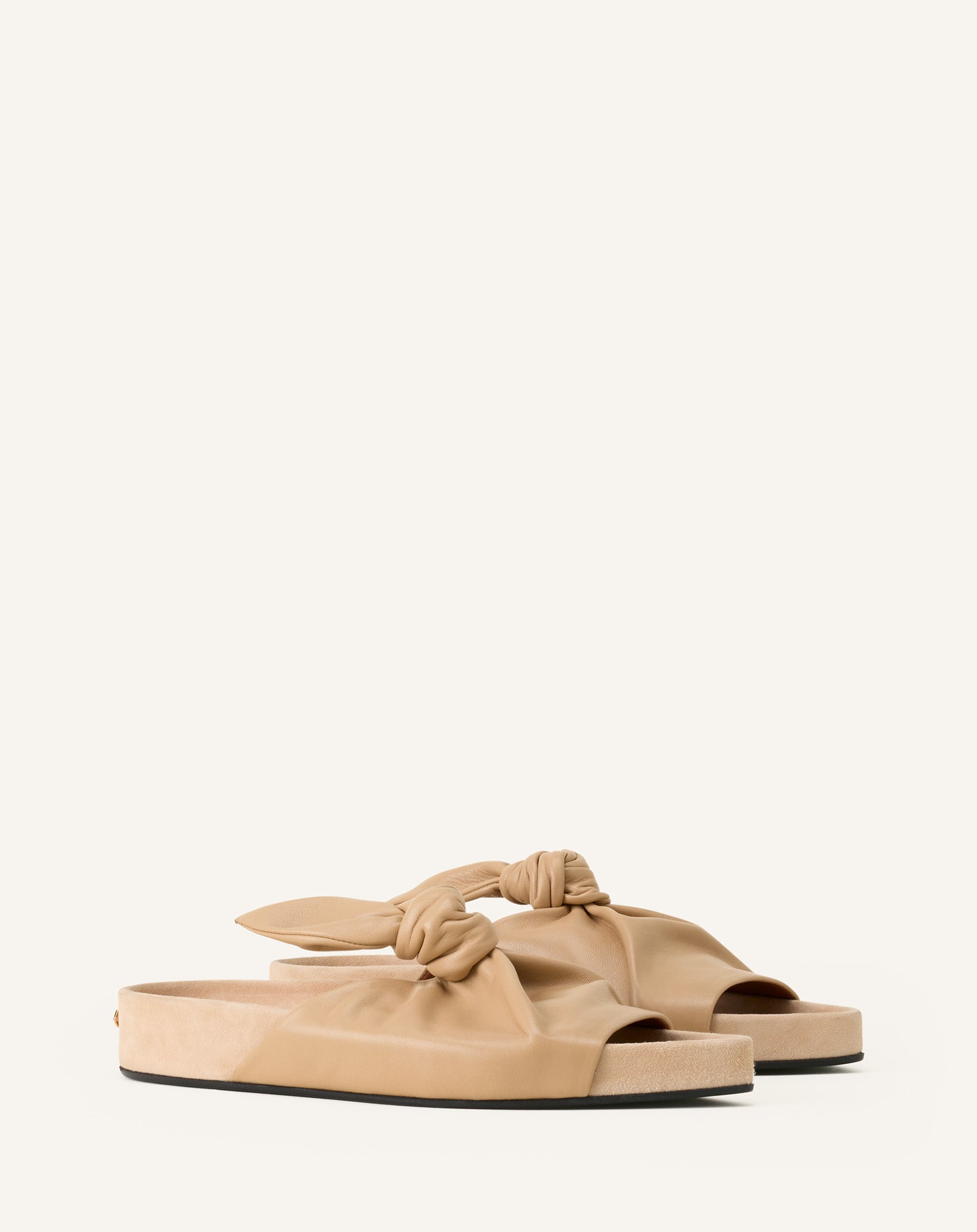 BEIGE COCOON FLAT LEATHER MULE