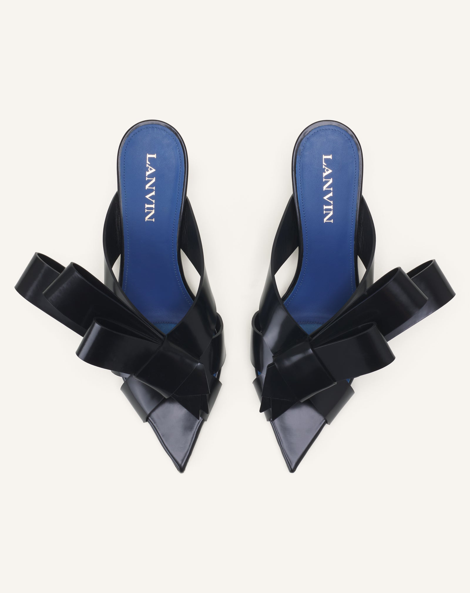 BLACK CADEAU LEATHER MULE WITH HEEL