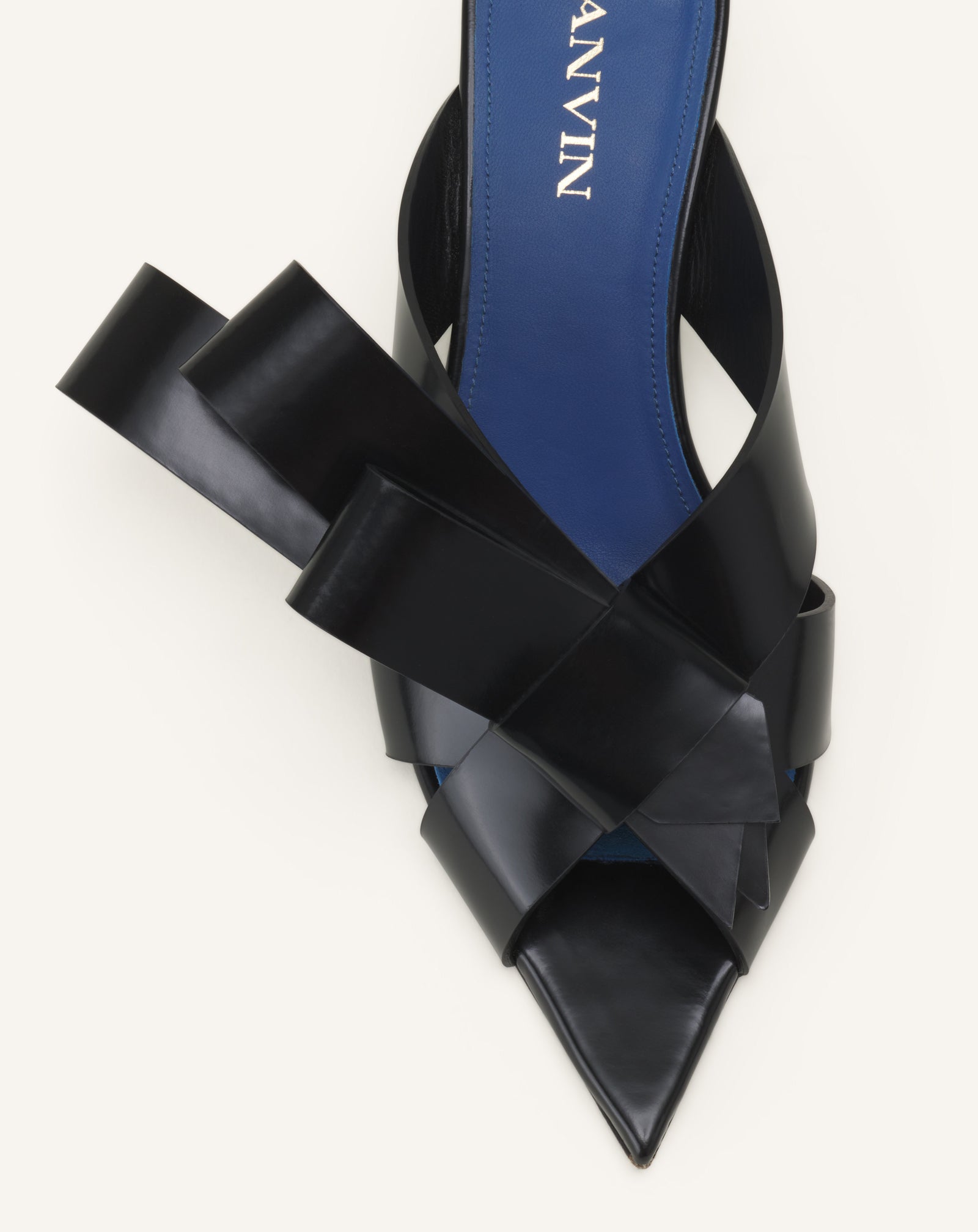 BLACK CADEAU LEATHER MULE WITH HEEL