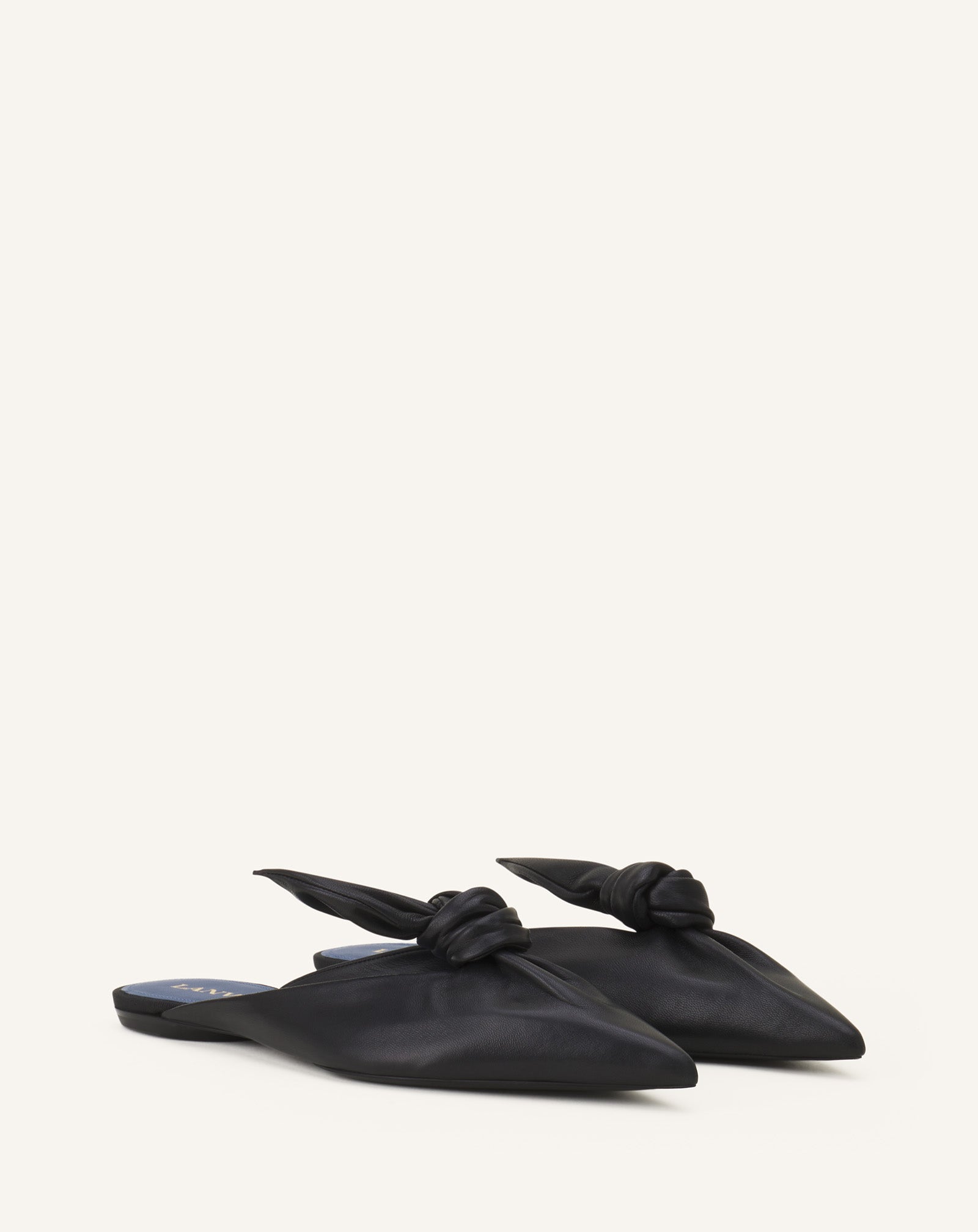 MIDNIGHT STEP LEATHER BOW MULE