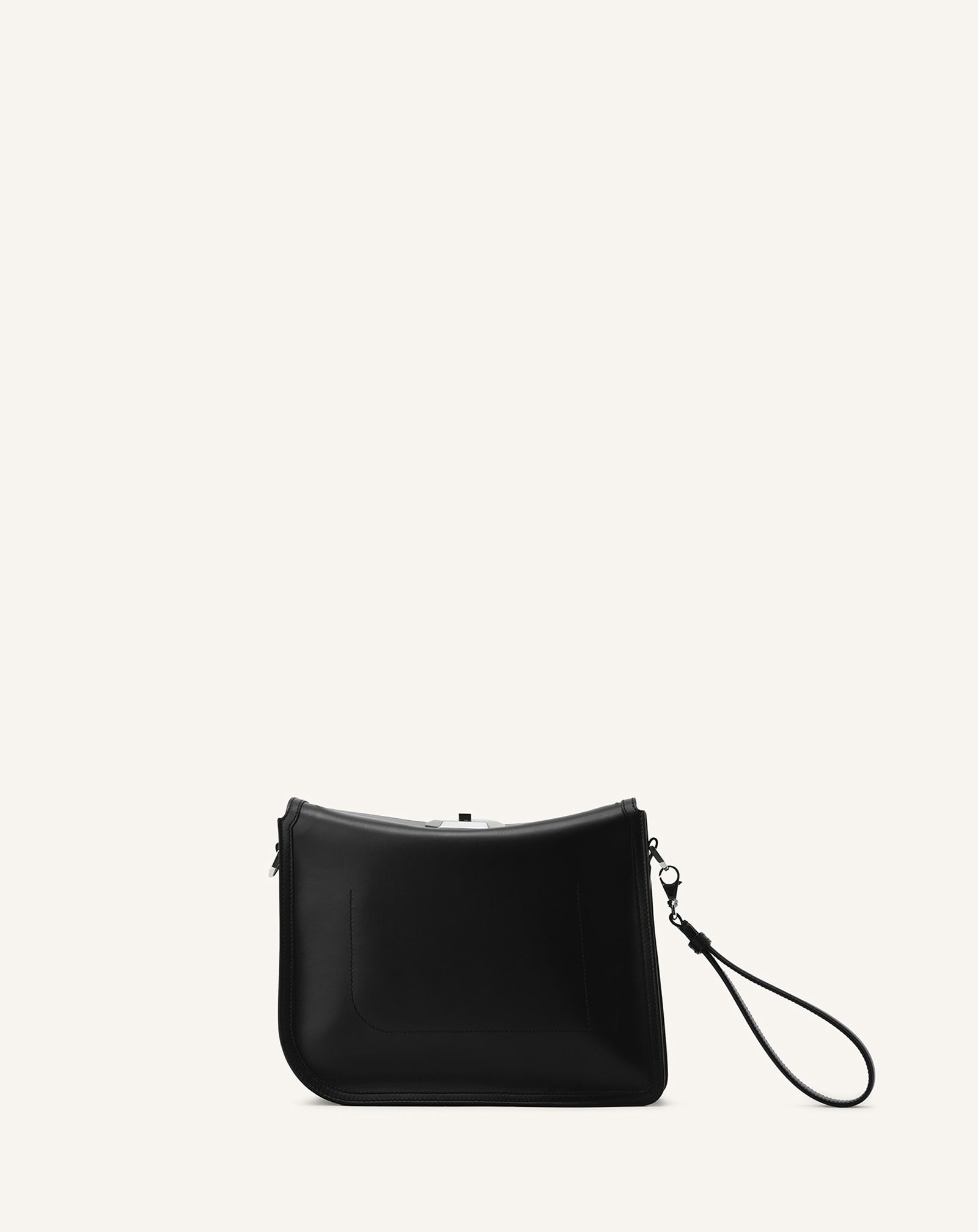 BLACK COMPAGNON ASYMMETRICAL LEATHER CLUTCH BAG