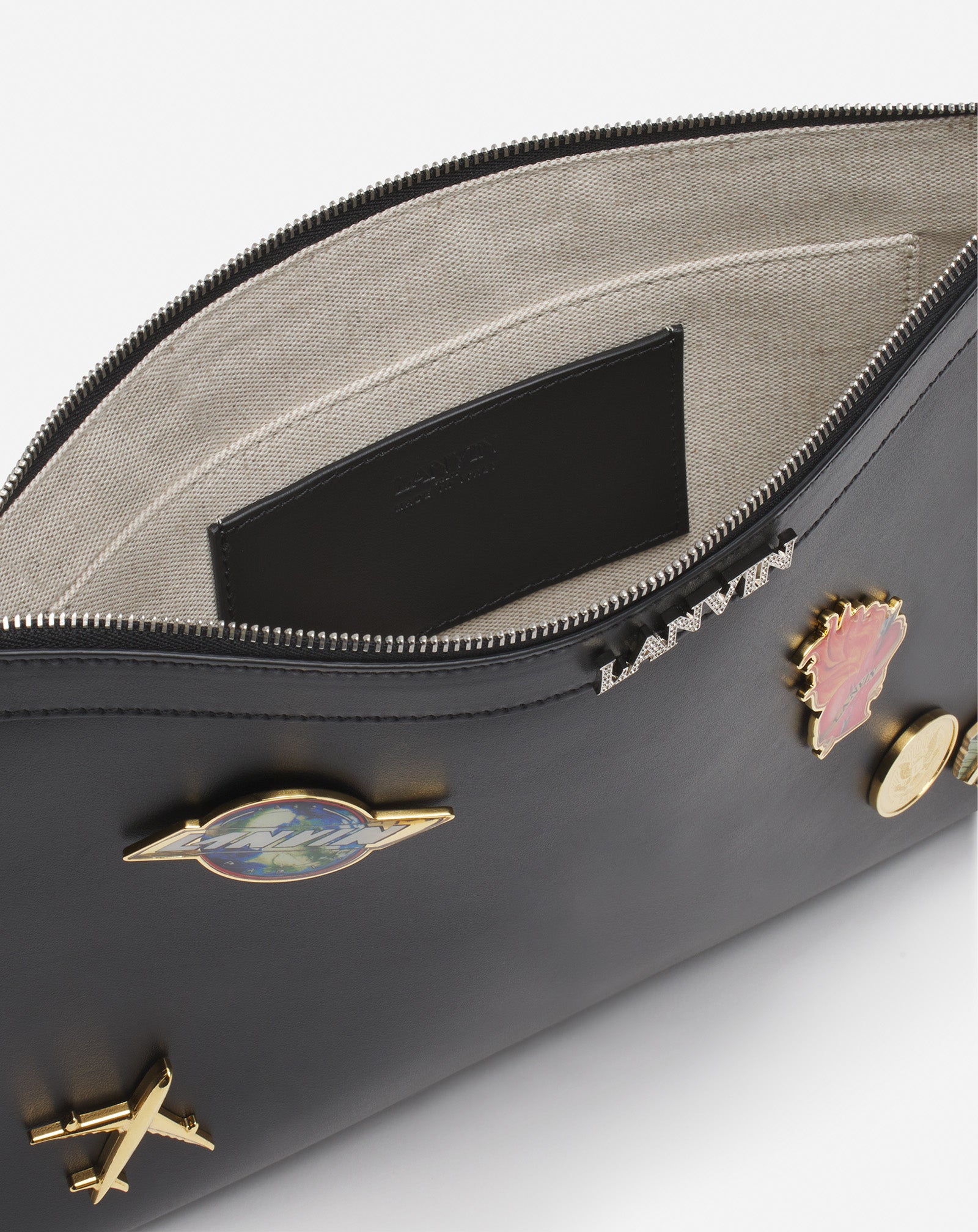 Lanvin x future leather clutch with pins