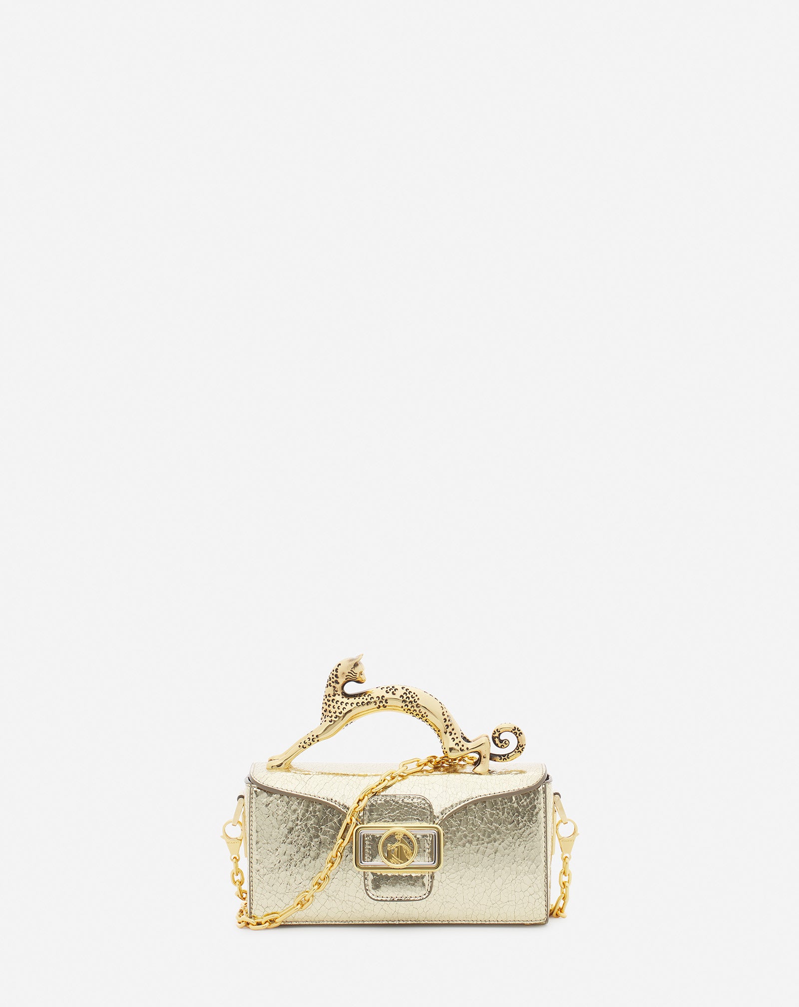 Rutenium Nano Pencil Cat Bag In Crackled Metallic Leather | Lanvin