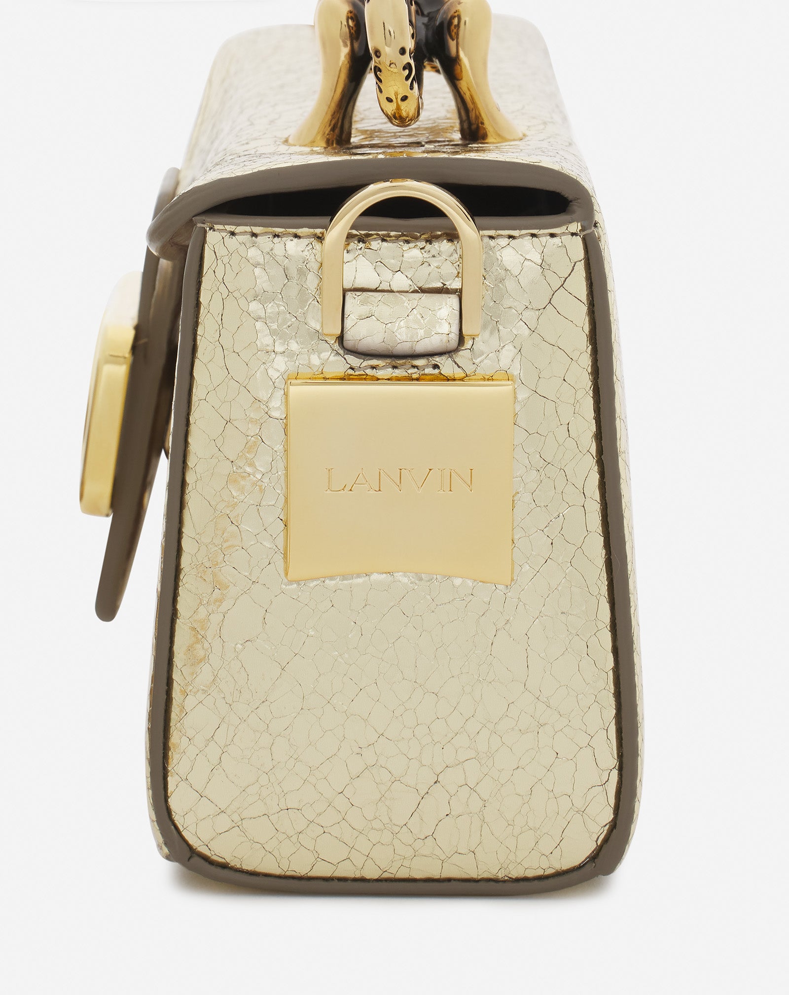Rutenium Nano Pencil Cat Bag In Crackled Metallic Leather | Lanvin