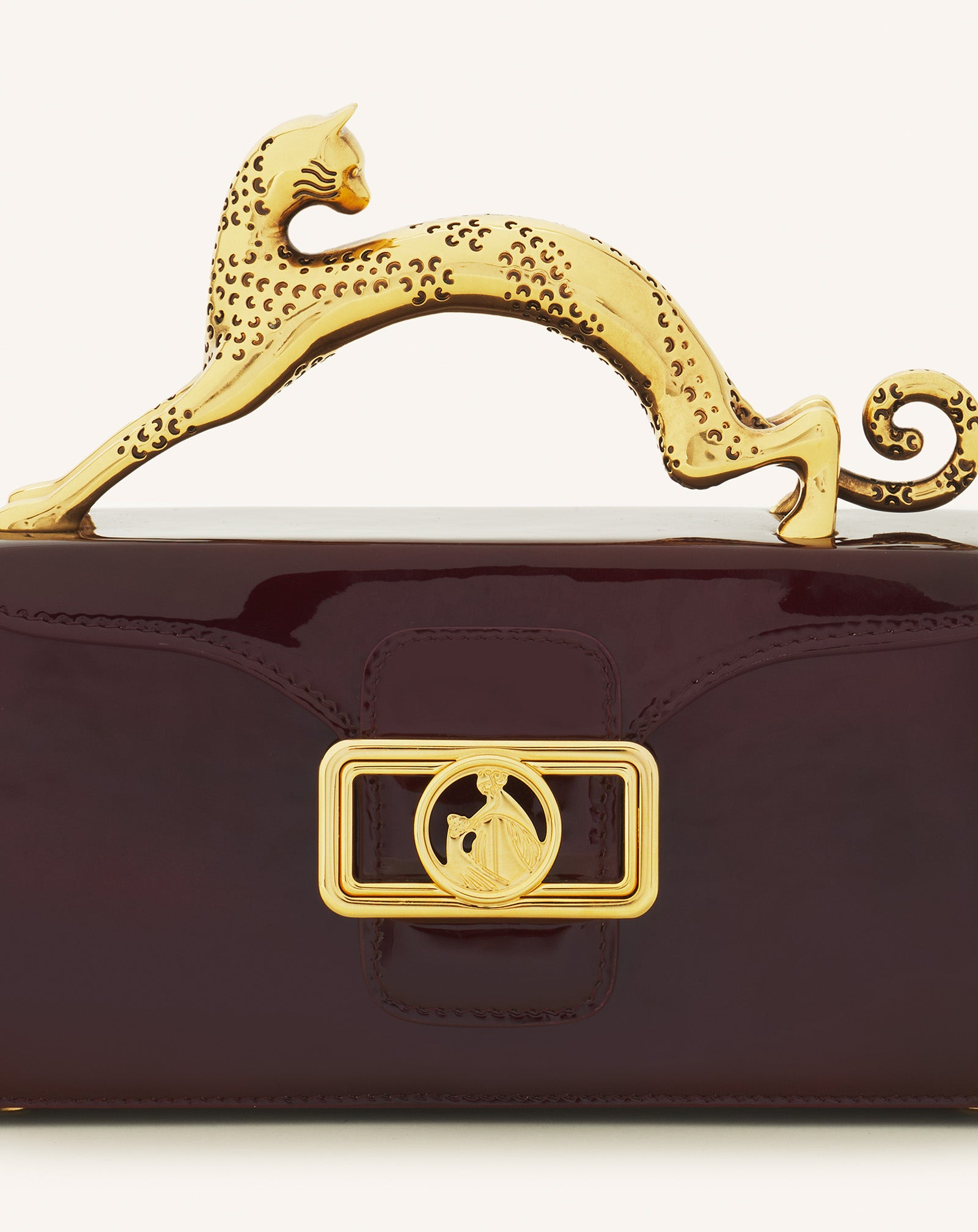 BROWN PENCIL CAT NANO PATENT LEATHER BAG