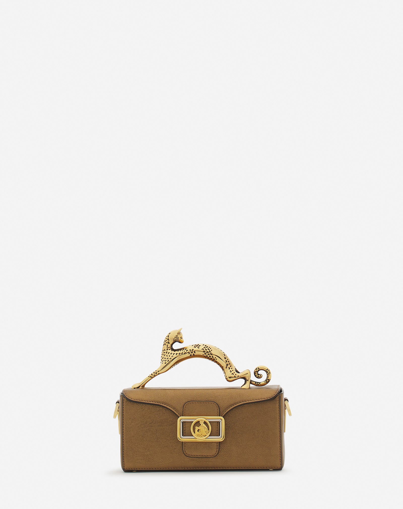 NANO PENCIL CAT BAG IN METALLIC GRAINED LEATHER LW-BGBRA3-GRBR-P25M4U