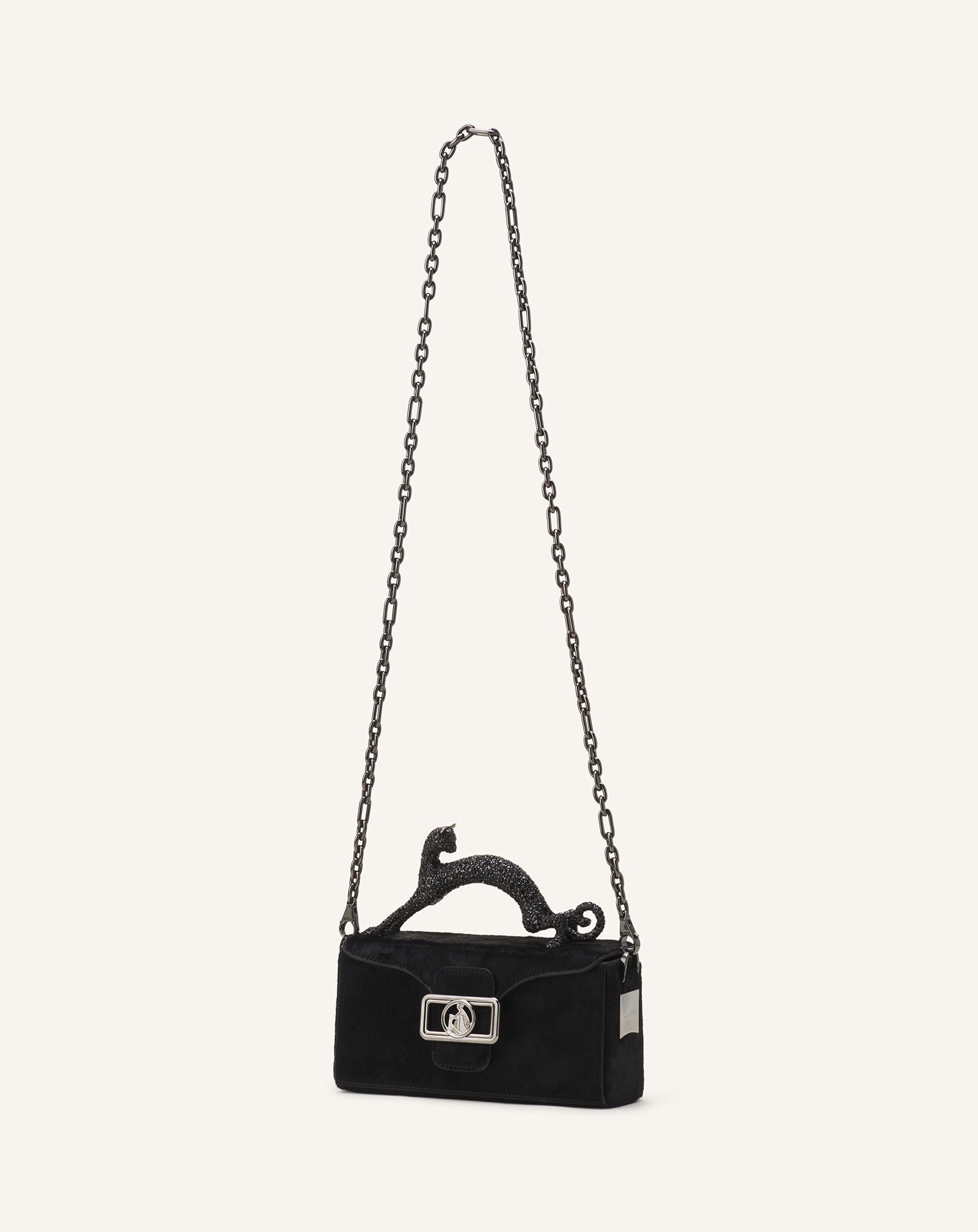 PENCIL CAT NANO LEATHER BAG WITH PONY EFFECT AND RHINESTONES