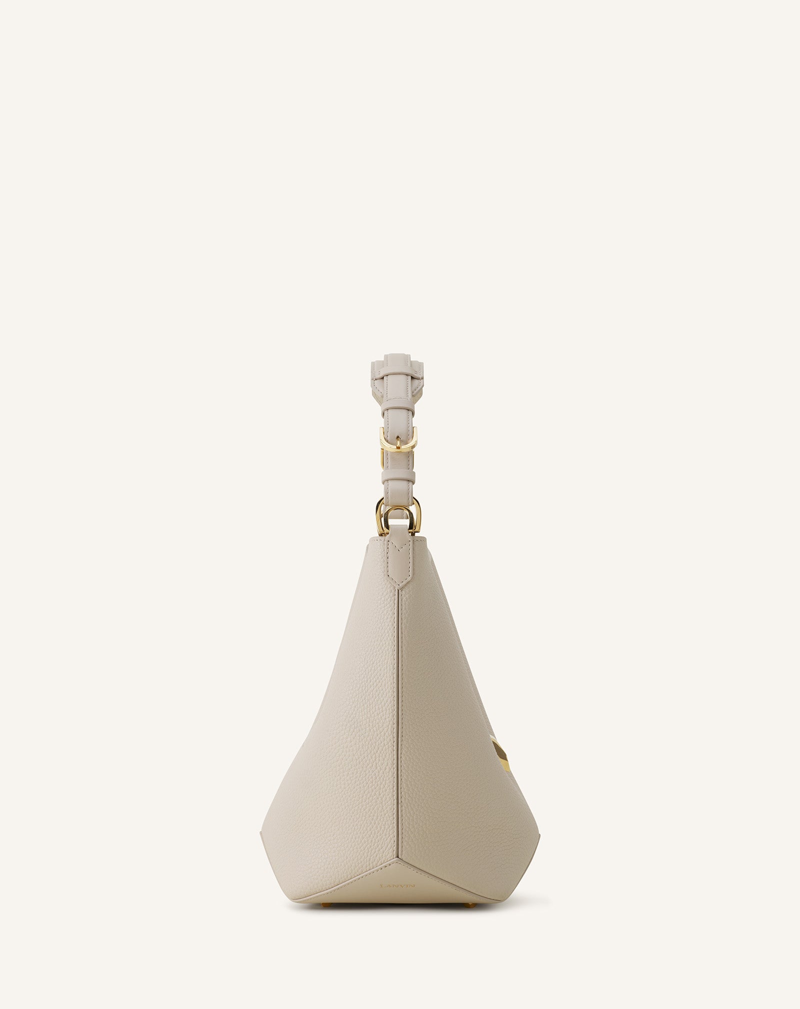 WHITE CATCH BY LANVIN MEDIUM BUCKET BAG IN GRAINED LEATHER