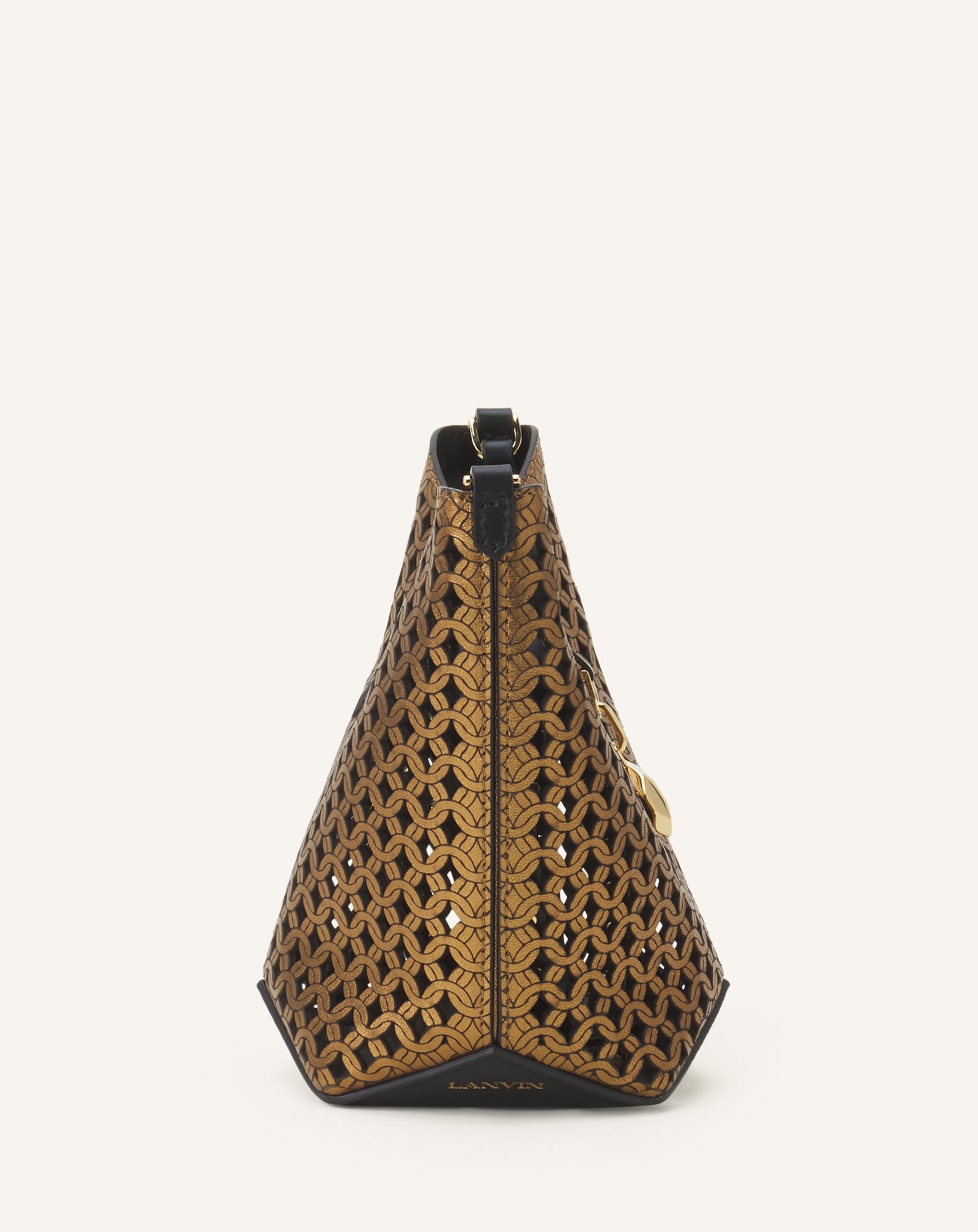 SILVER CATCH BY LANVIN NANO BUCKET BAG IN SHINY LEATHER
