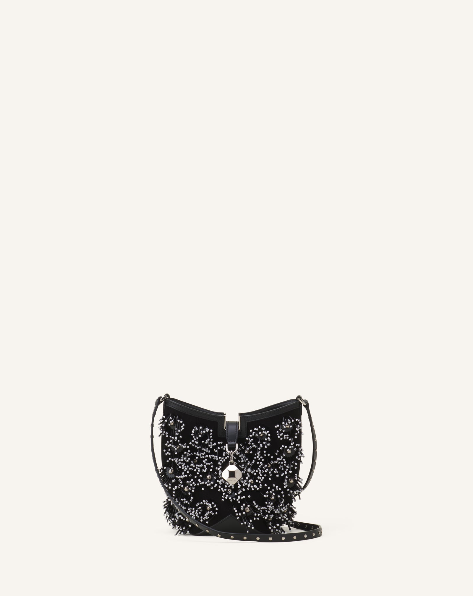 CATCH BY LANVIN EMBROIDERED LEATHER BUCKET BAG