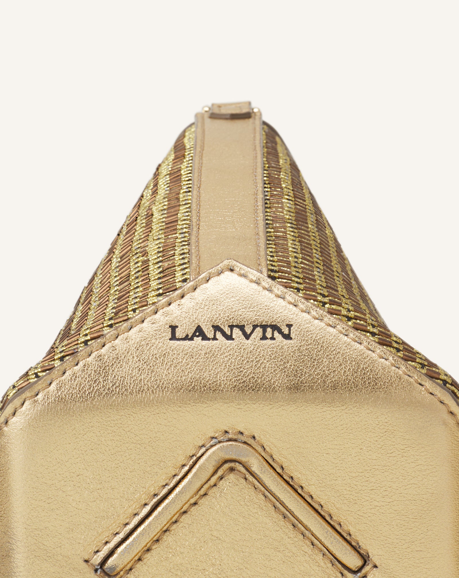 SILVER CATCH BY LANVIN BUCKET BAG IN RAFFIA