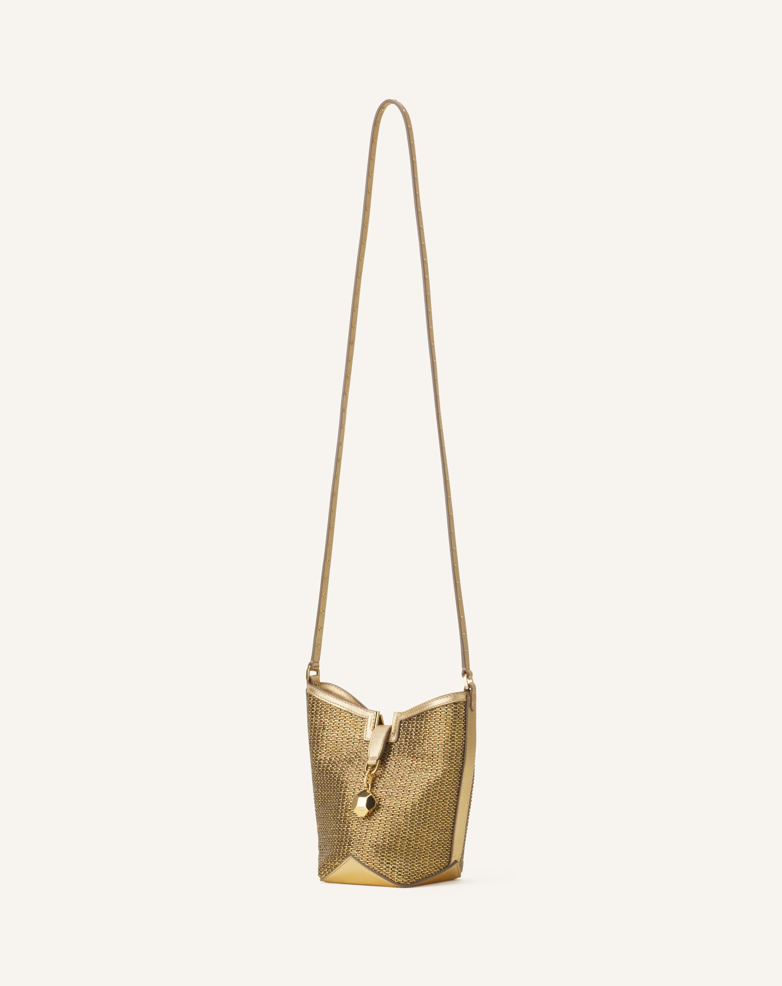 SILVER CATCH BY LANVIN BUCKET BAG IN RAFFIA