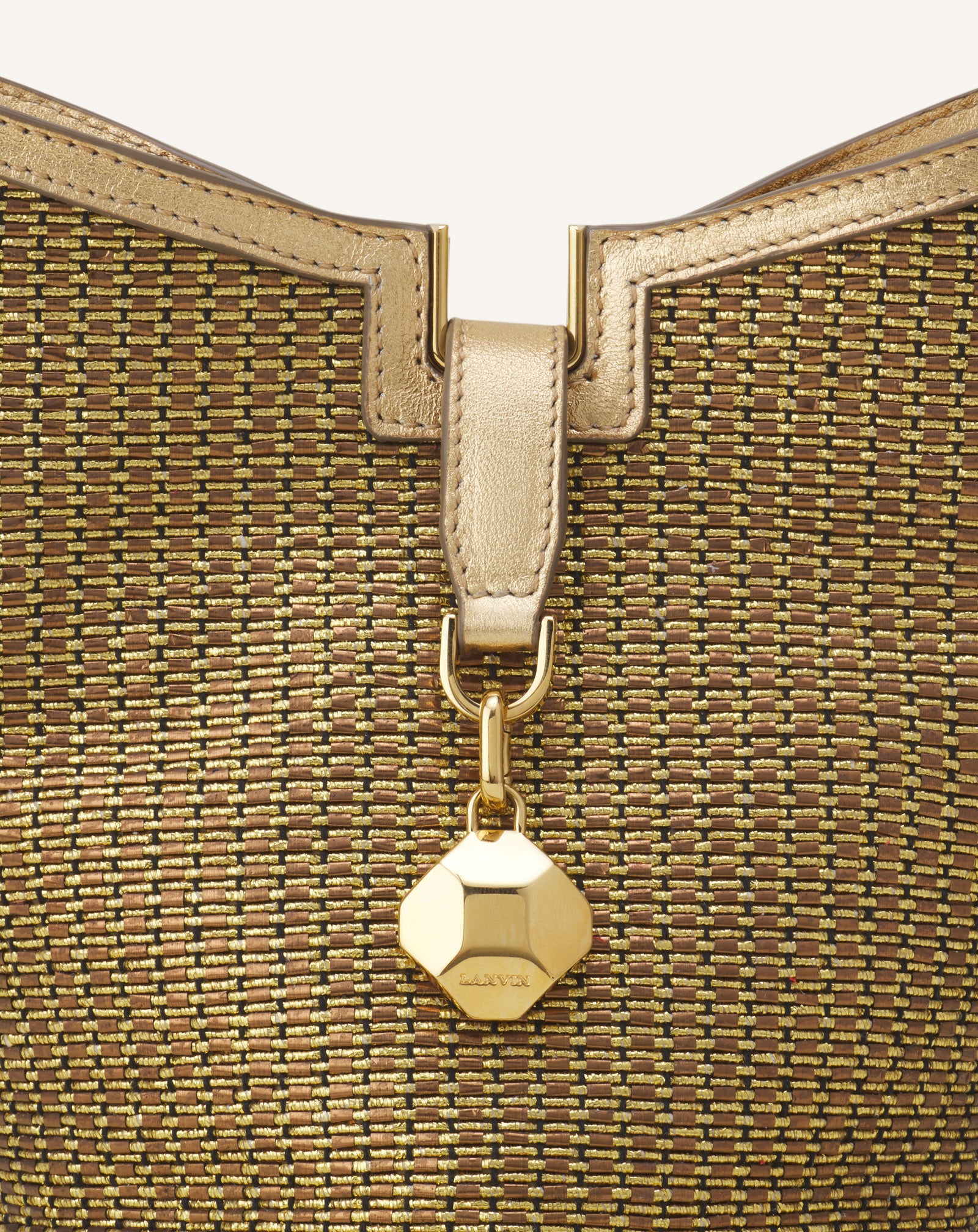 SILVER CATCH BY LANVIN BUCKET BAG IN RAFFIA