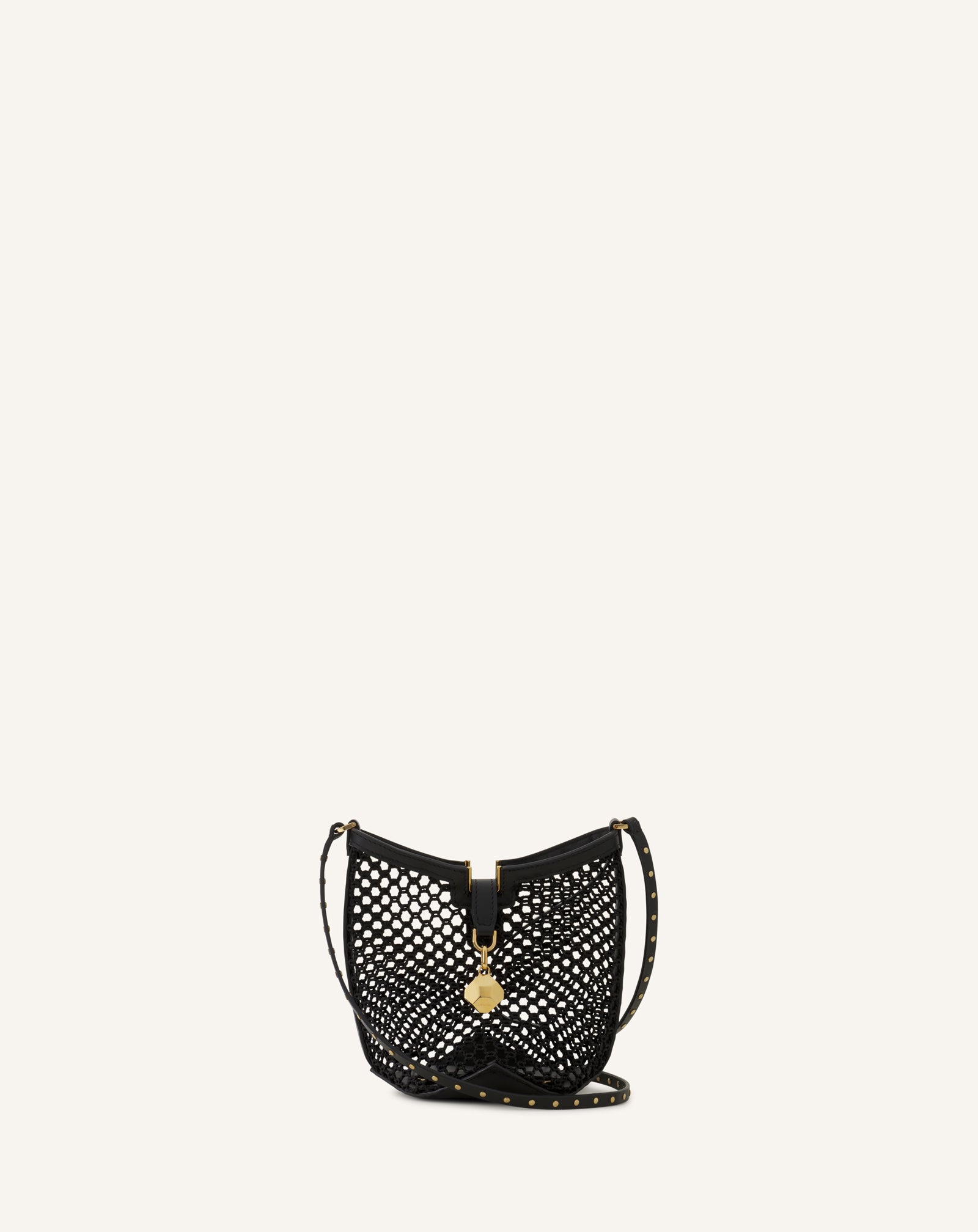 WHITE CATCH BY LANVIN SMALL BUCKET BAG IN MESH