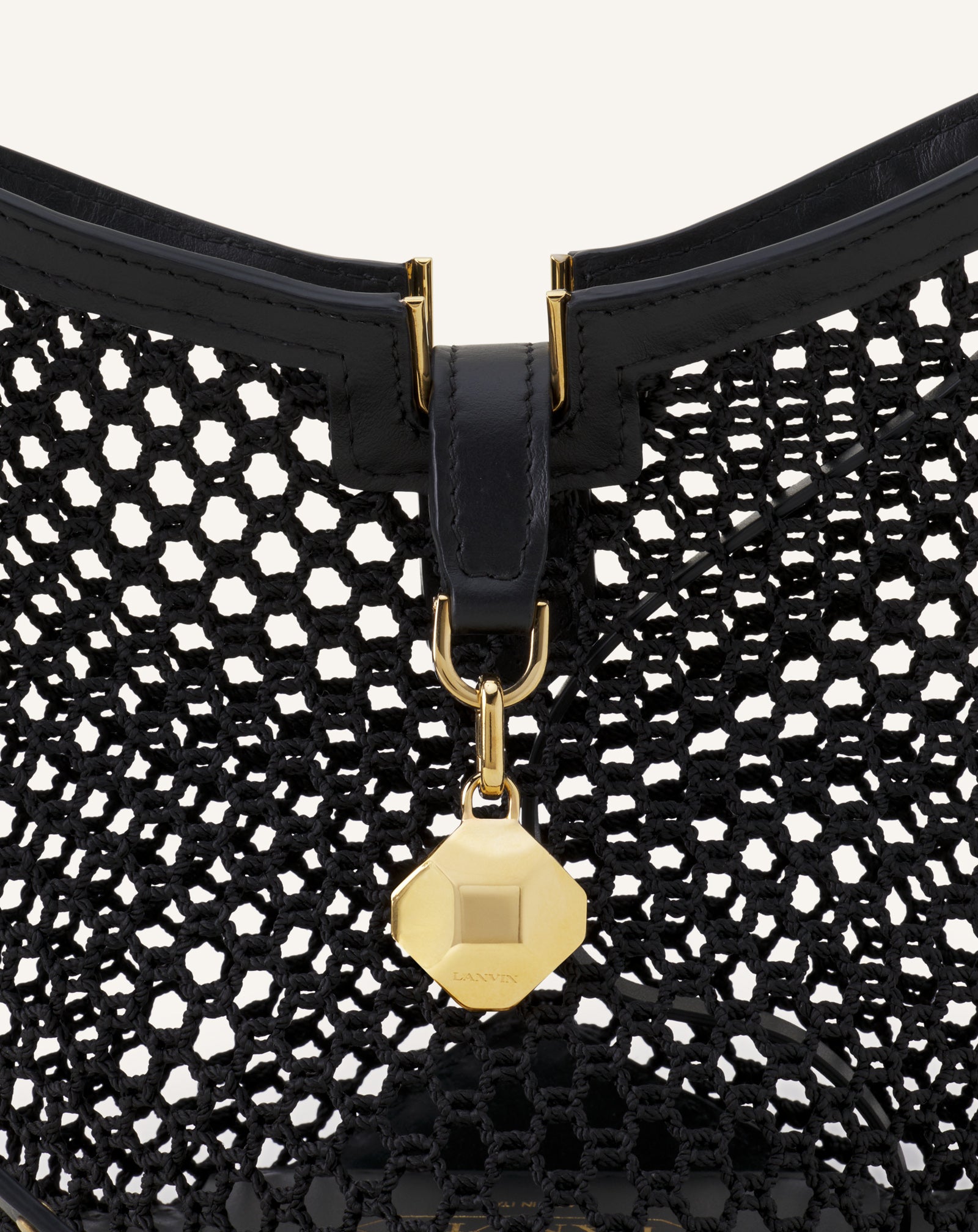 WHITE CATCH BY LANVIN SMALL BUCKET BAG IN MESH