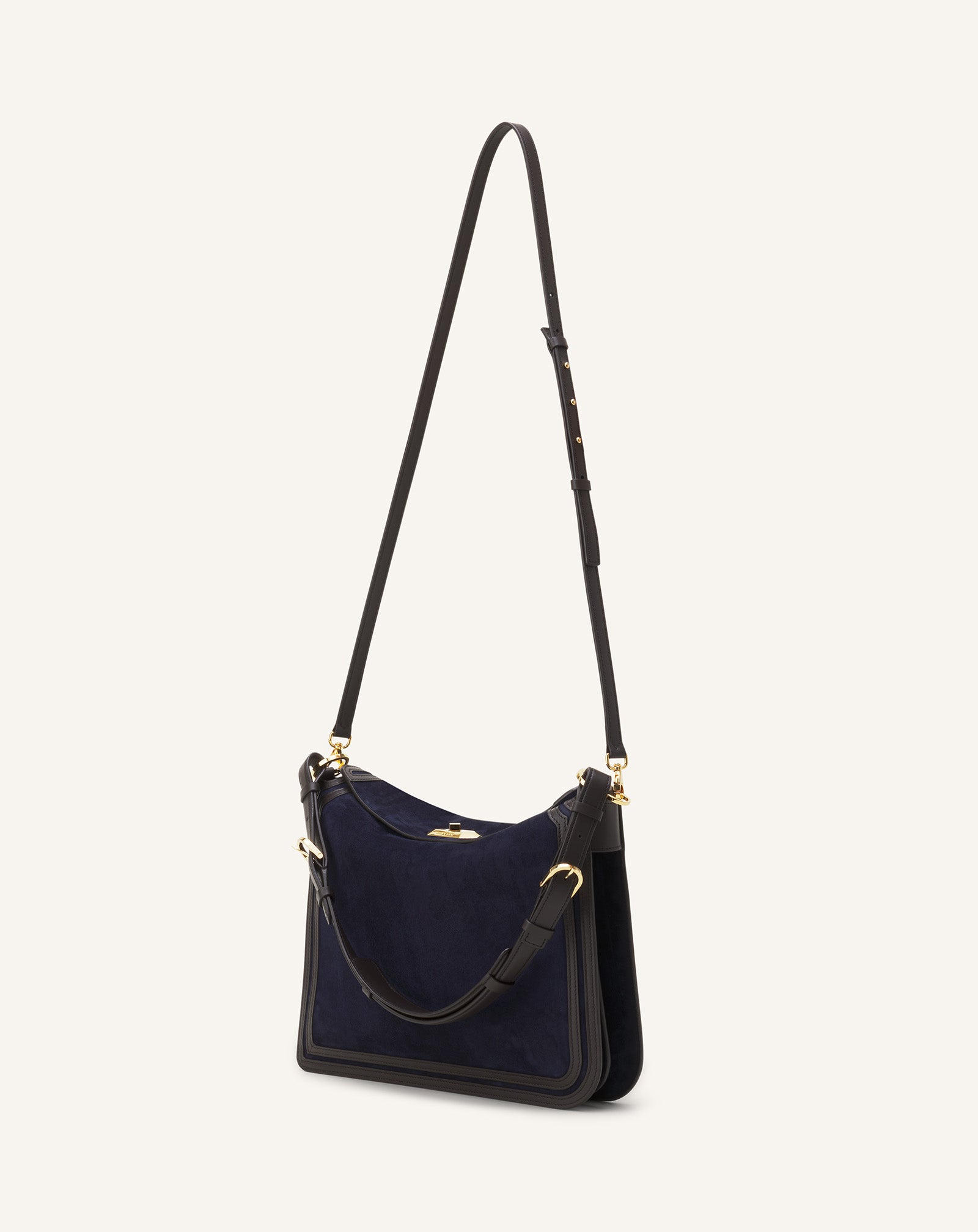 BLUE COMPAGNON ASYMMETRICAL BAG IN SUEDE