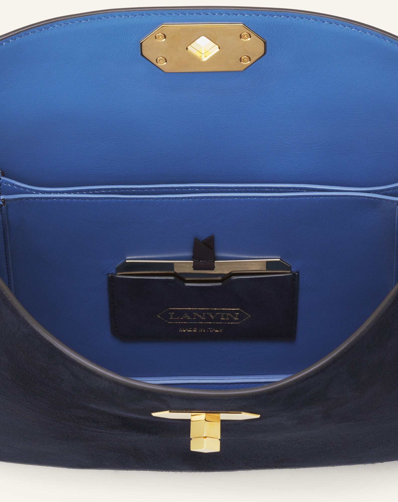 Blue Compagnon Asymmetrical Bag In Suede | Lanvin