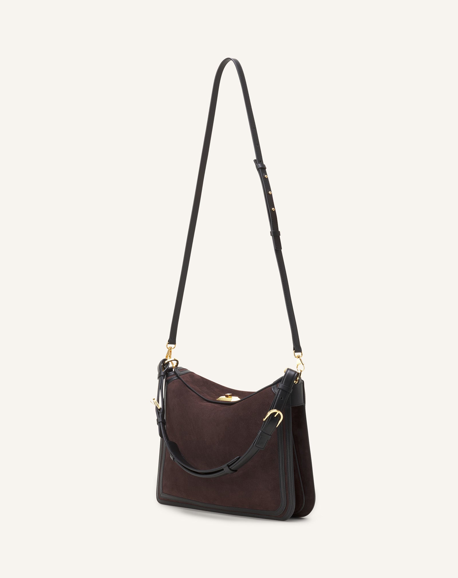 BROWN COMPAGNON ASYMMETRICAL BAG IN SUEDE