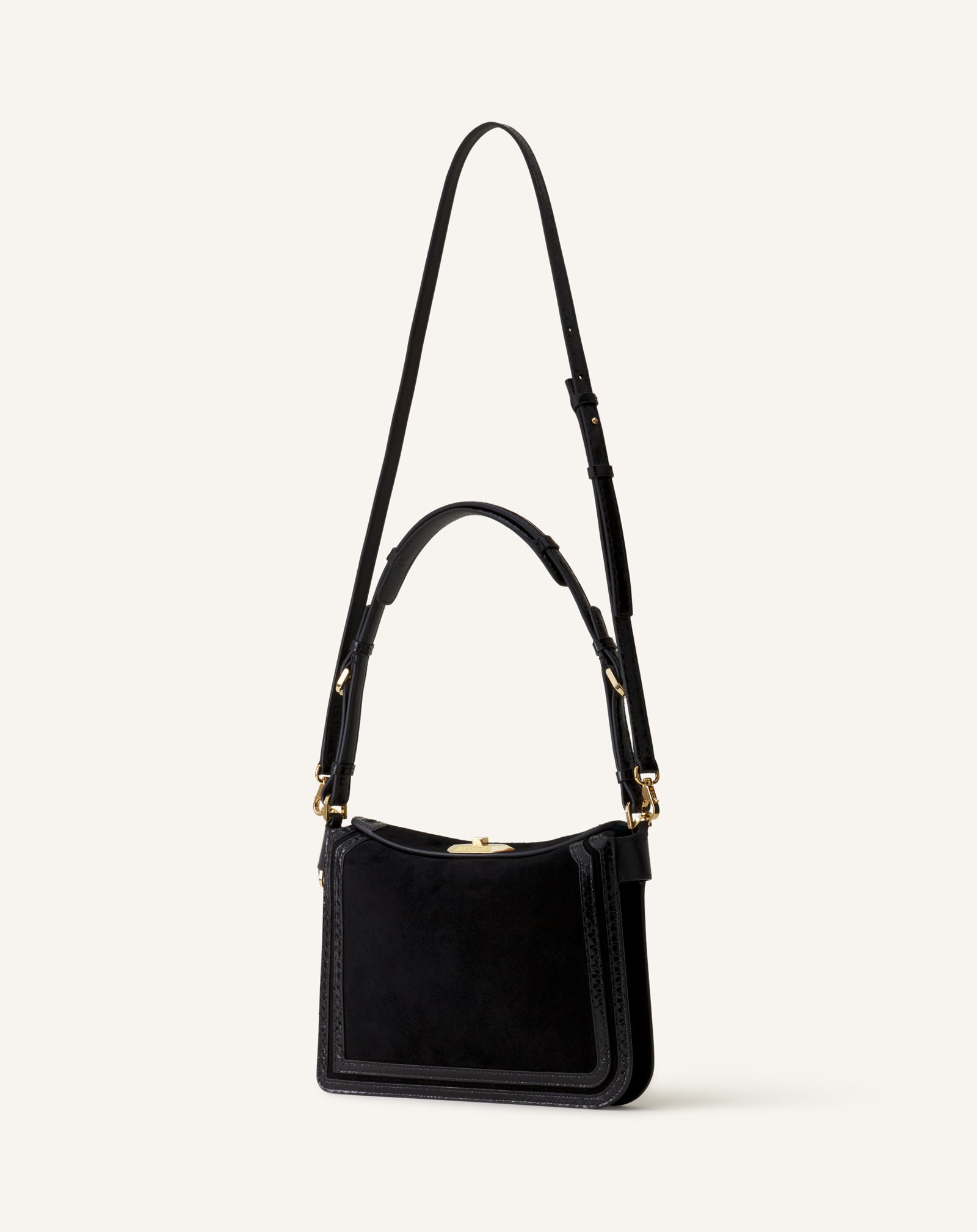 BLACK COMPAGNON SMALL ASYMMETRICAL BAG IN PYTHON FINISHING