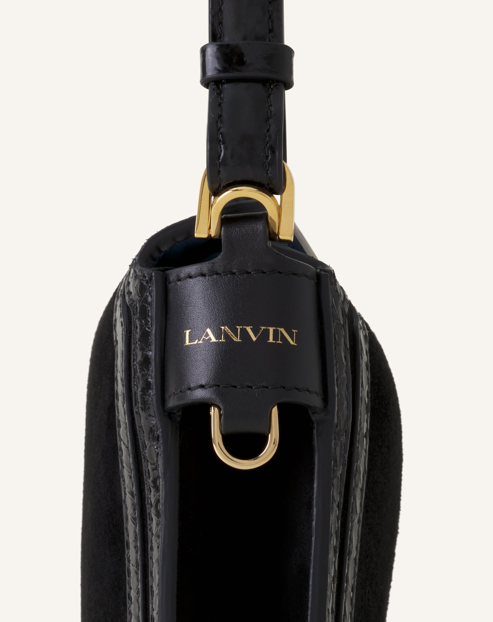 BLACK COMPAGNON SMALL ASYMMETRICAL BAG IN PYTHON FINISHING