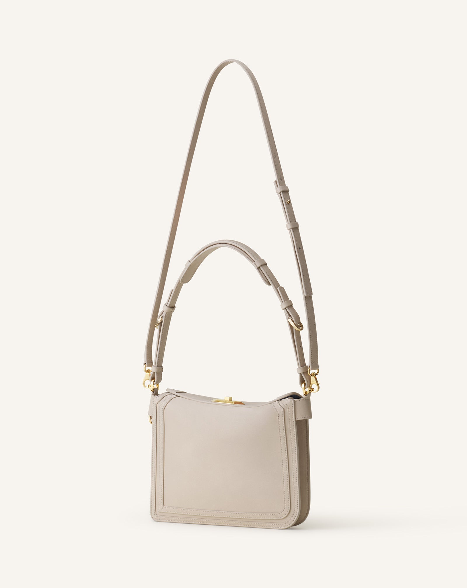WHITE COMPAGNON SMALL ASYMMETRICAL BAG IN LEATHER