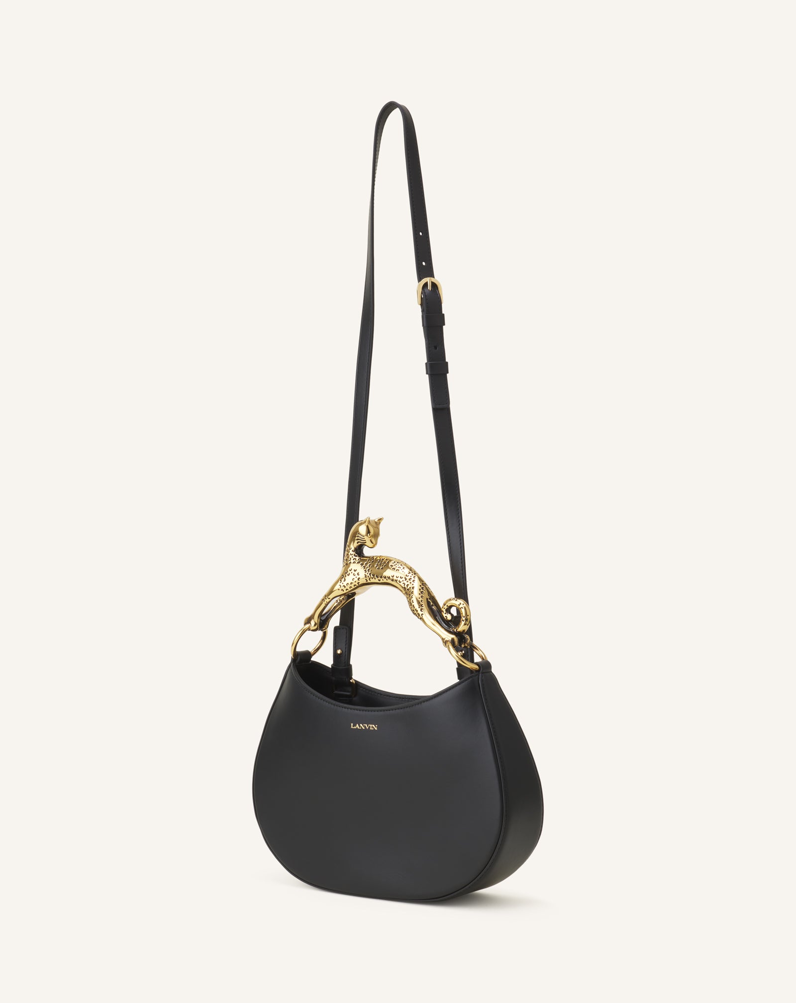 Black Hobo Cat Leather Bag | Lanvin