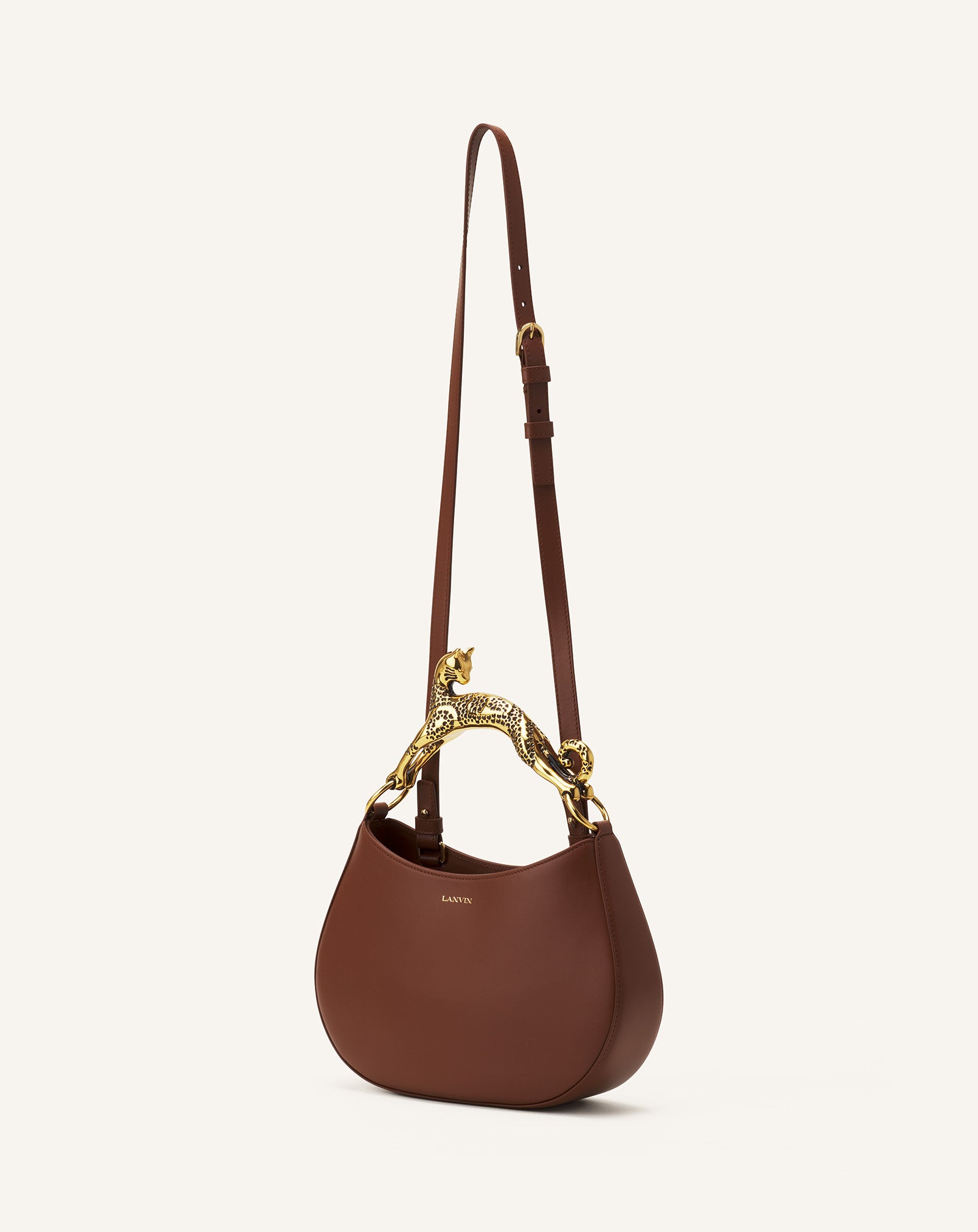 Brown Hobo Cat Leather Bag | Lanvin