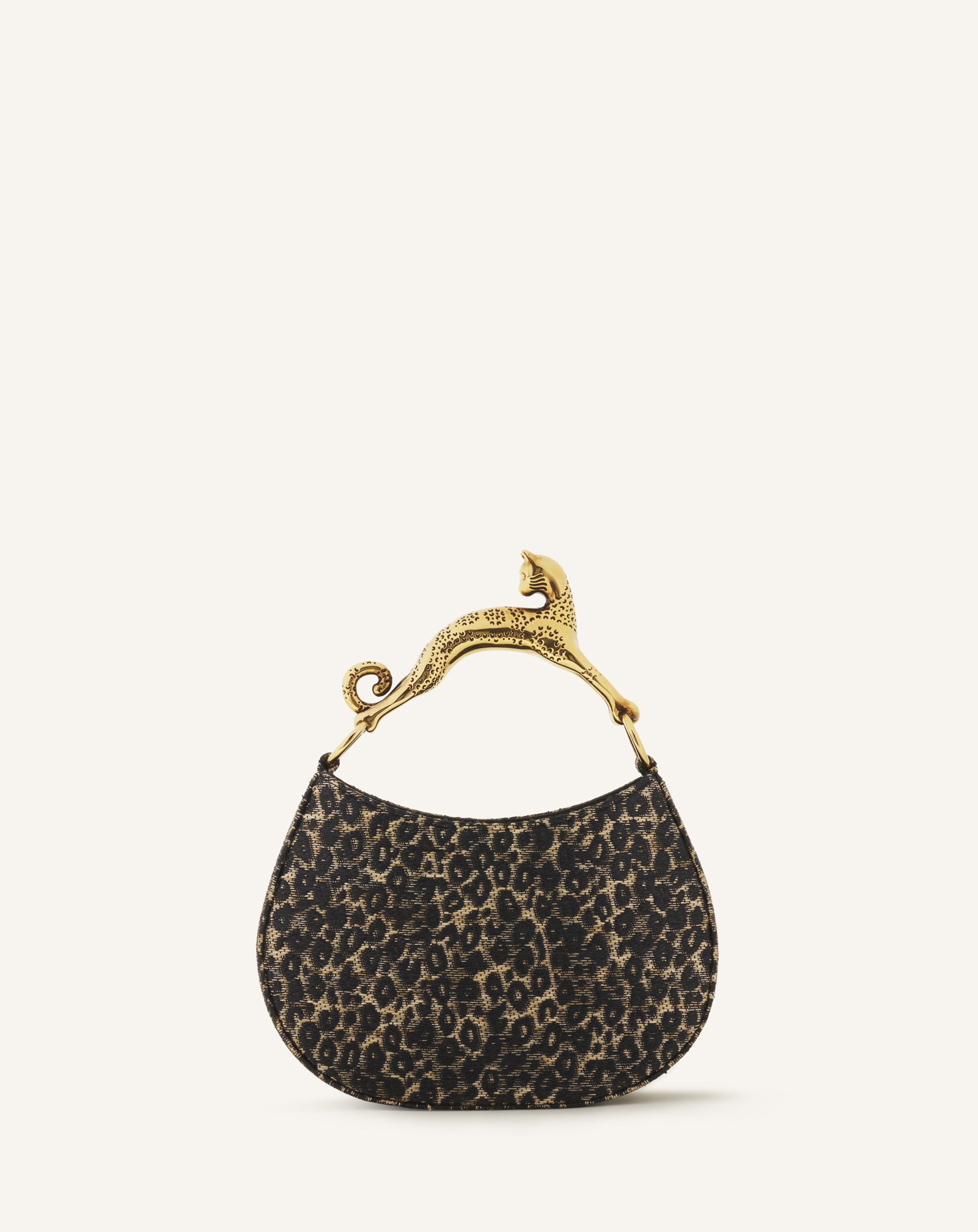 BEIGE HOBO CAT BAG IN RAFFIA LEOPARD PRINT