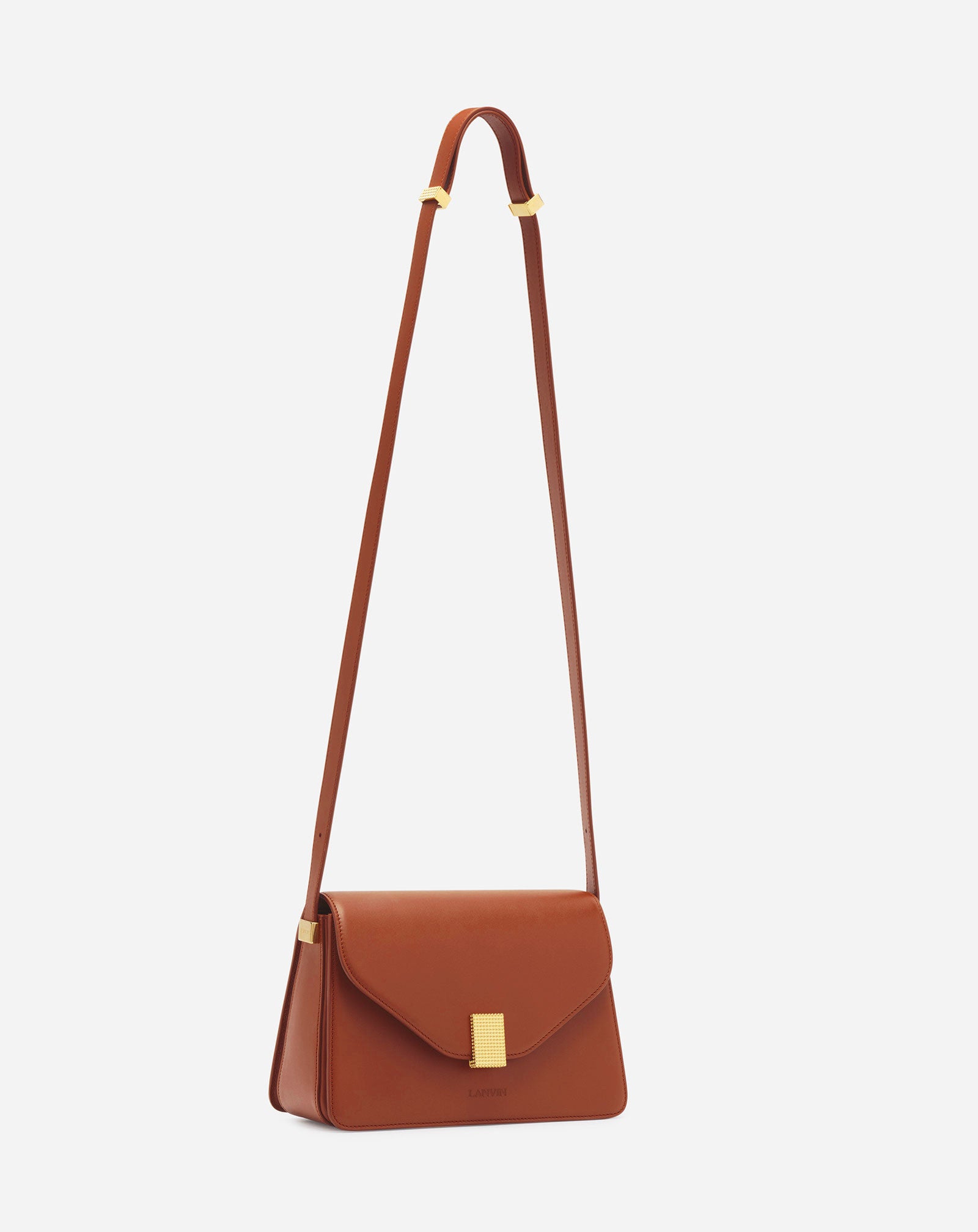 Lanvin Asymmetrical Small Bucket Shoulder Bag In Brown