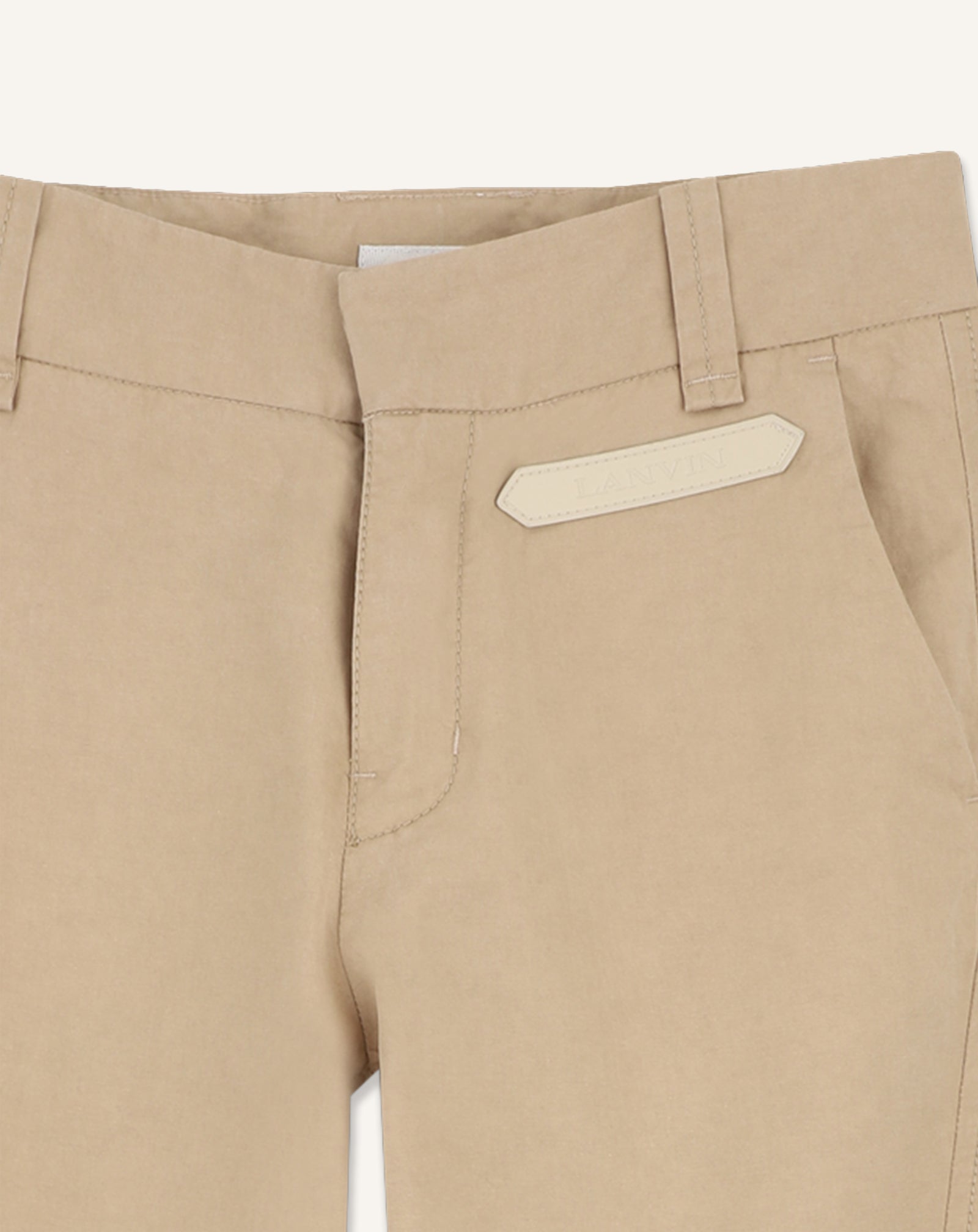 BEIGE TWISTED STITCH COTTON PANTS