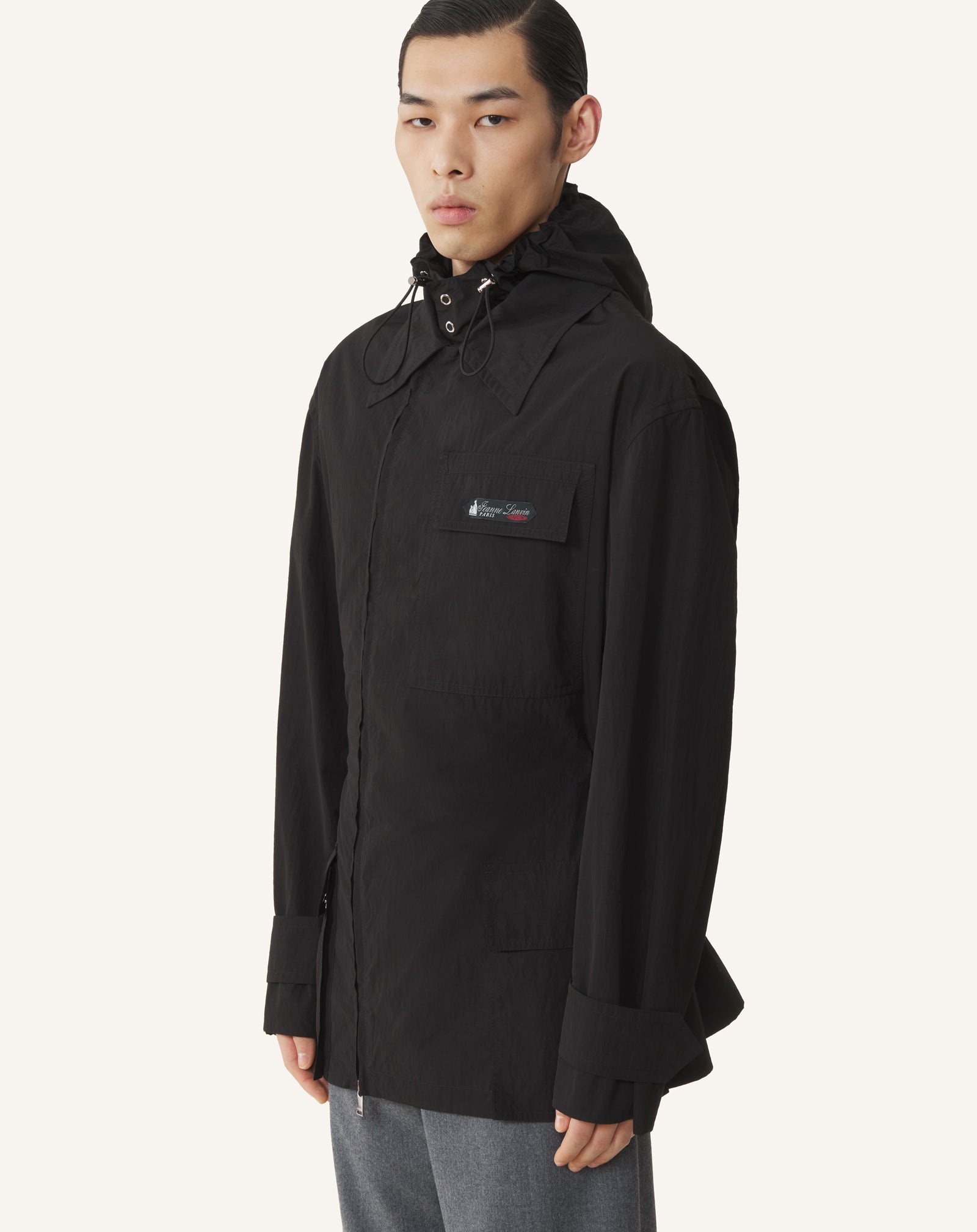 BLACK SHORT PARKA IN TECHNICAL COTTON