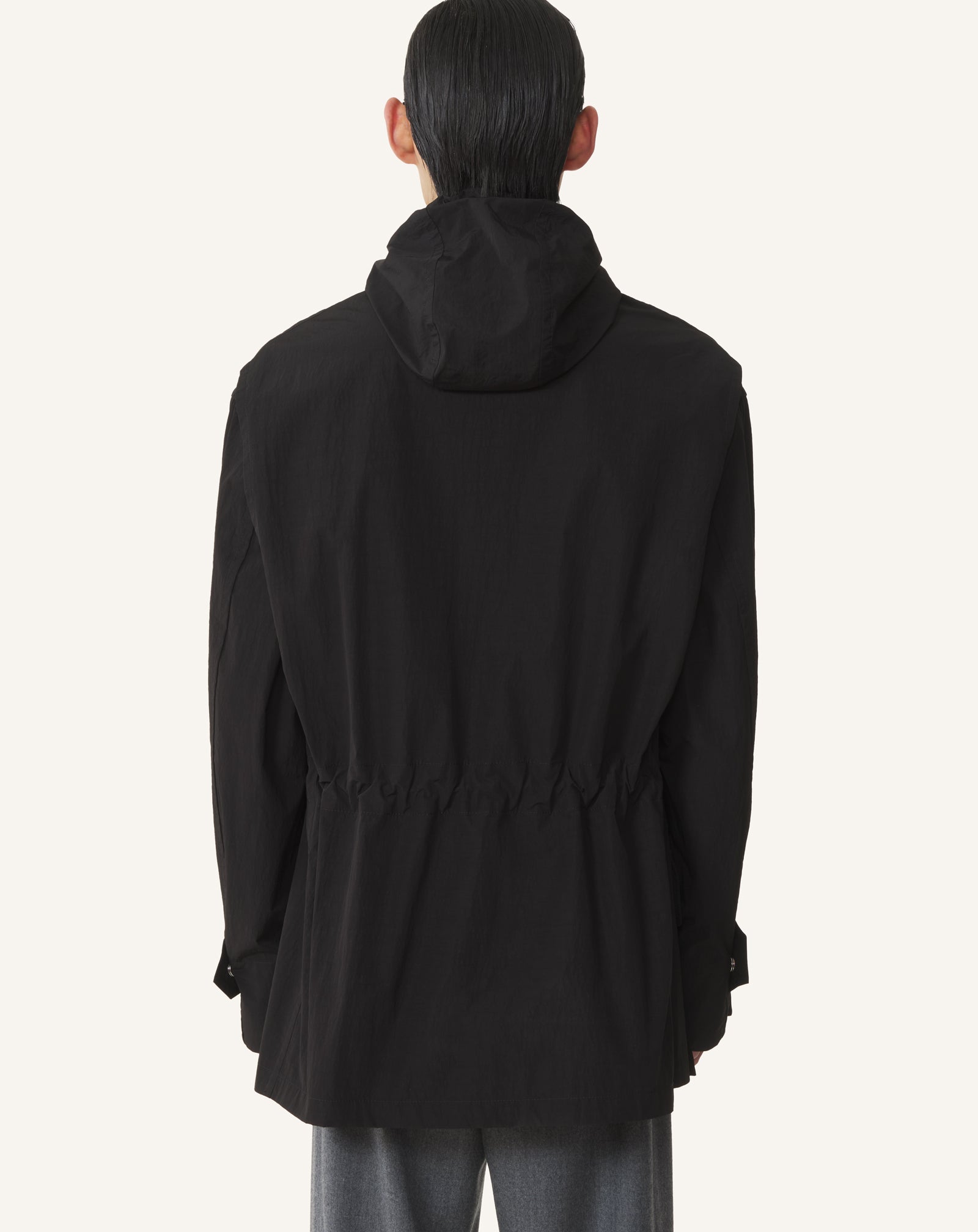 BLACK SHORT PARKA IN TECHNICAL COTTON